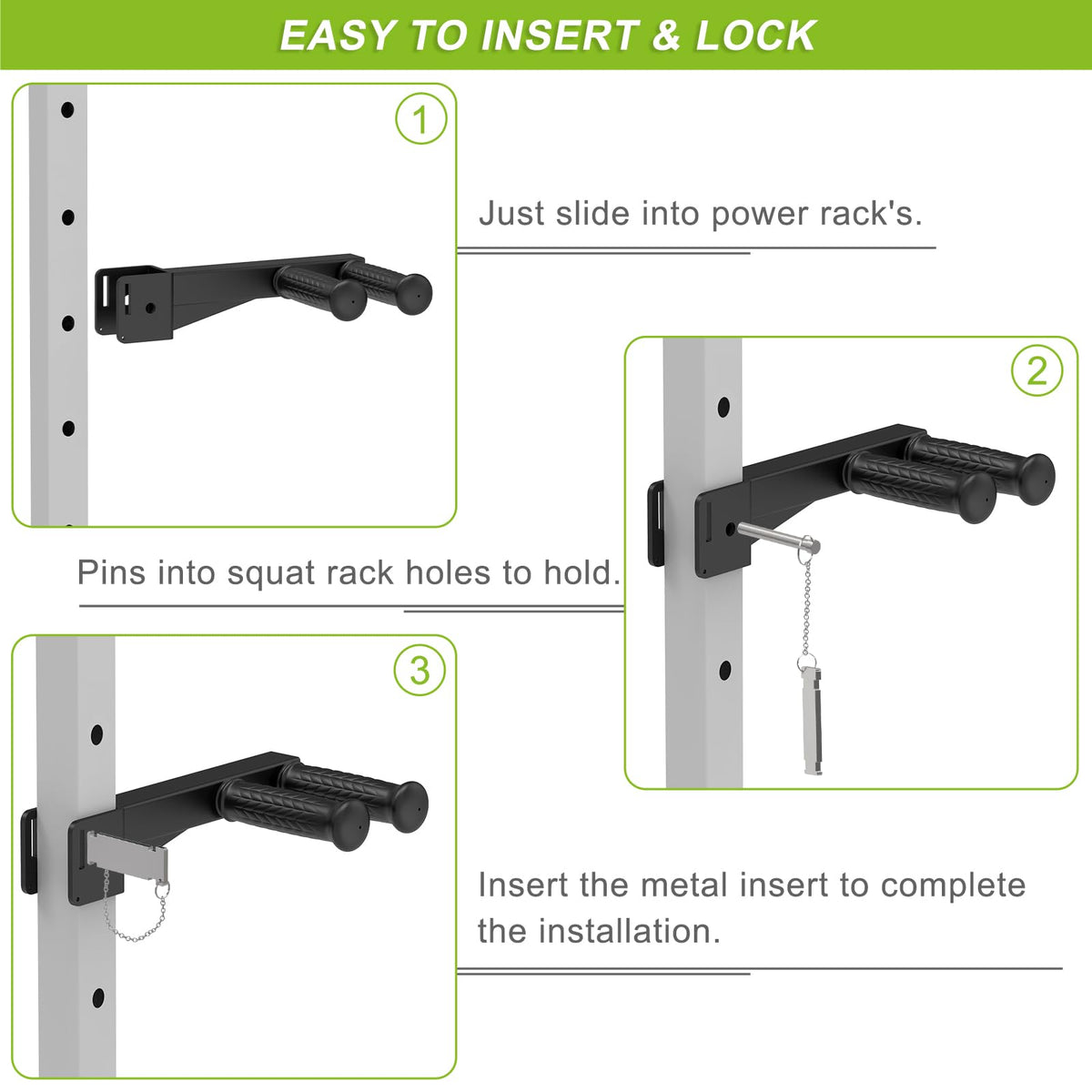 Lifeswell Dip Bar Attachment for 2" x 2" Power Rack, Non-Slip Wide & Narrow Grip Handles, 500 lbs Capacity, Squat Rack Attachment for Dips, Inverted Rows, Push-Ups