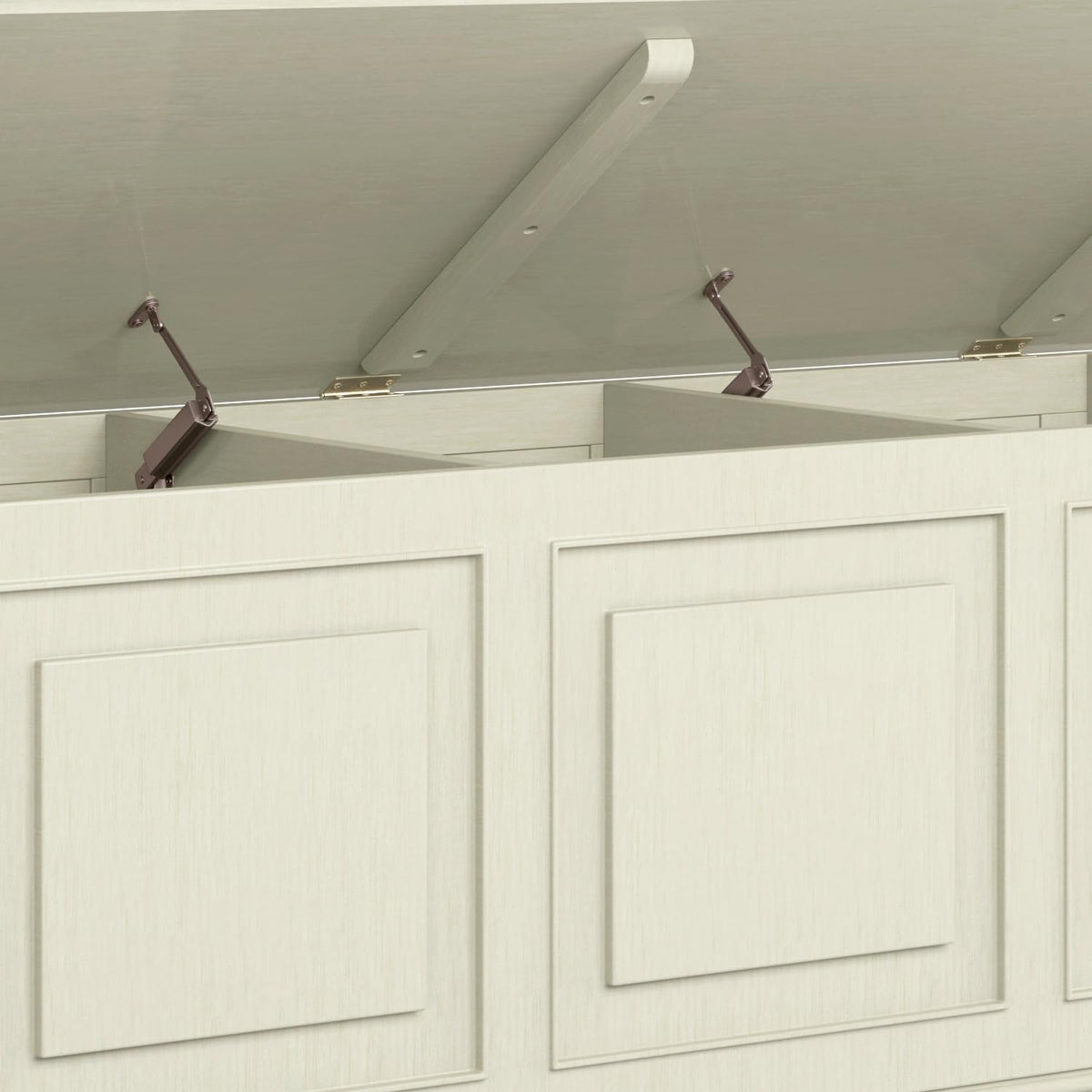 SIMPLIHOME Connaught Storage Bench - 51 inch Wide Solid Wood Trunk Bench in Antique White, Traditional Bench for Entryway with Lift-Up Lid and 3 Hidden Compartments