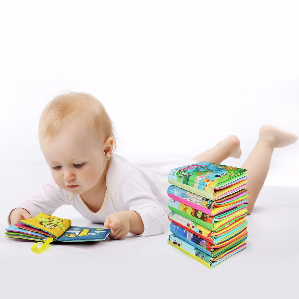 teytoy My First Soft Book,Nontoxic Fabric Baby Cloth Books Early Education Toys Activity Crinkle Cloth Book for Toddler, Infants and Kids Perfect for Baby Shower -Pack of 6