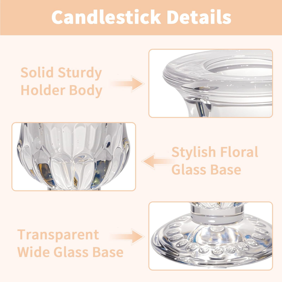 CHILL RECIPE Hurricane Glass Candle Holders-Set of 12 Tall Taper Candle Holder with 14” Tall Clear Cylinder Covers for Wedding Table Centerpiece Home Decor (Floral Base+Clear Chimney)