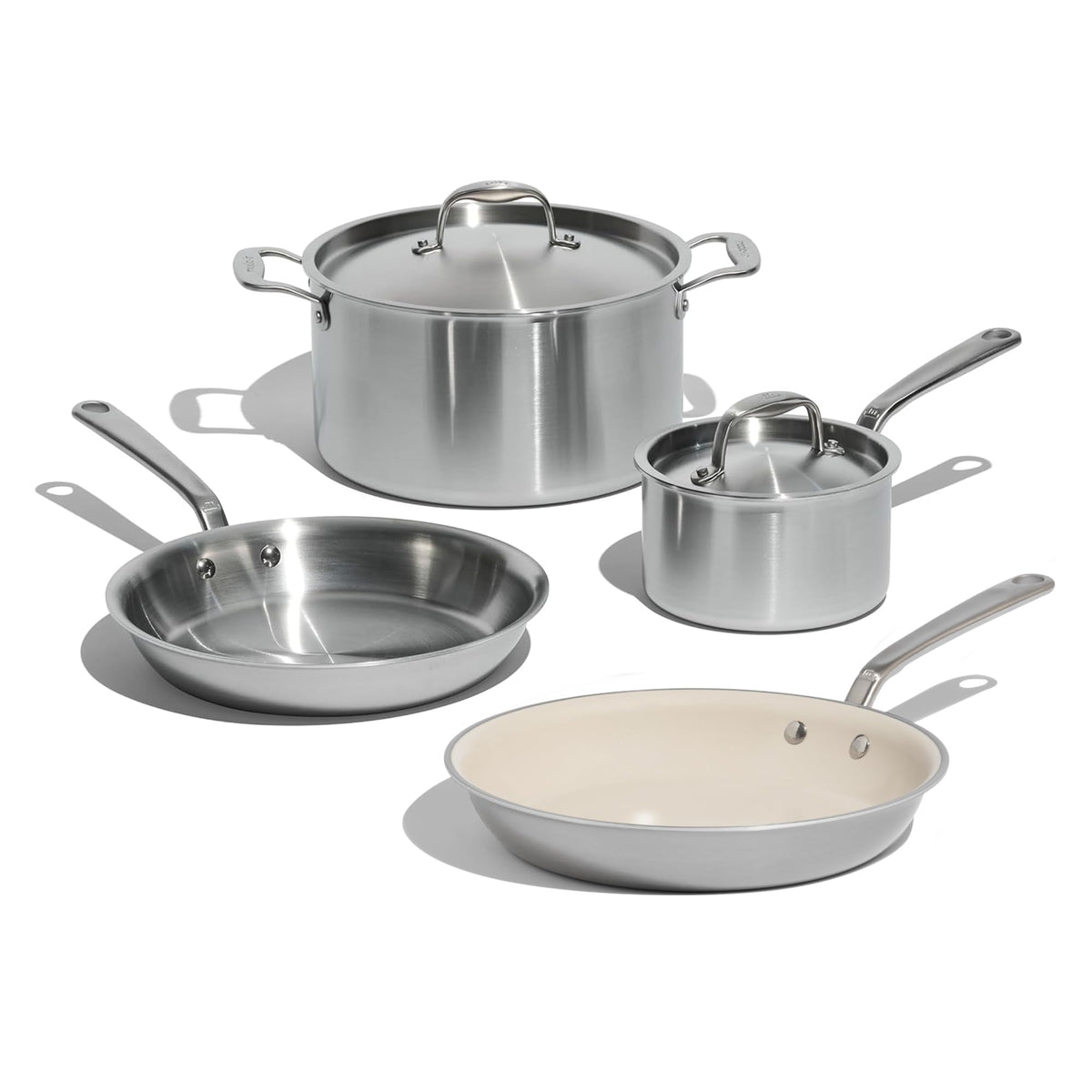 Made In Cookware | 6 Pc Stainless Steel Cookware Set | 5 ply Clad - Includes Frying Pans, Saucepan, and Stock Pot | Professional Grade | Crafted in Italy | Induction Compatible