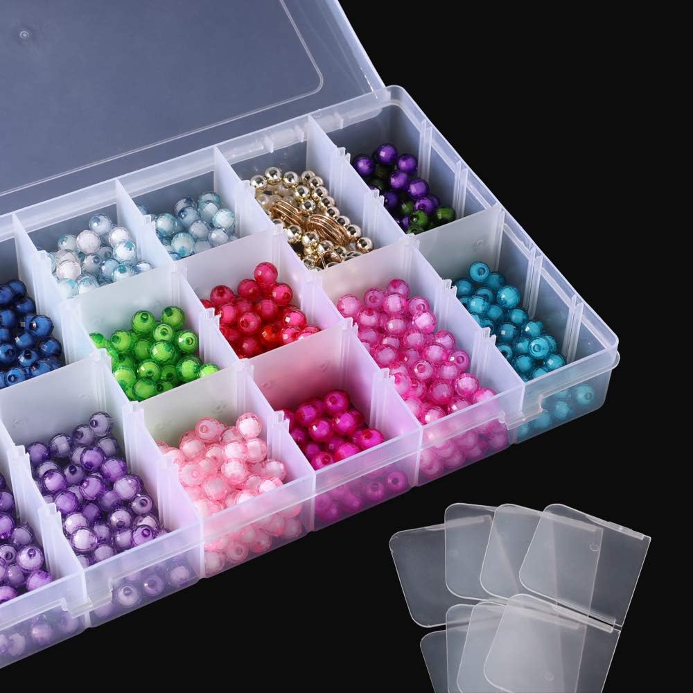 Opret 2 Pack 36 Grids Plastic Storage Box Clear Organizing Containers Craft Organizers and Storage with Adjustable Dividers for Washi Tapes Thread Craft Jewelry Fishing Tackles, Size 10.8×6.8×1.7in