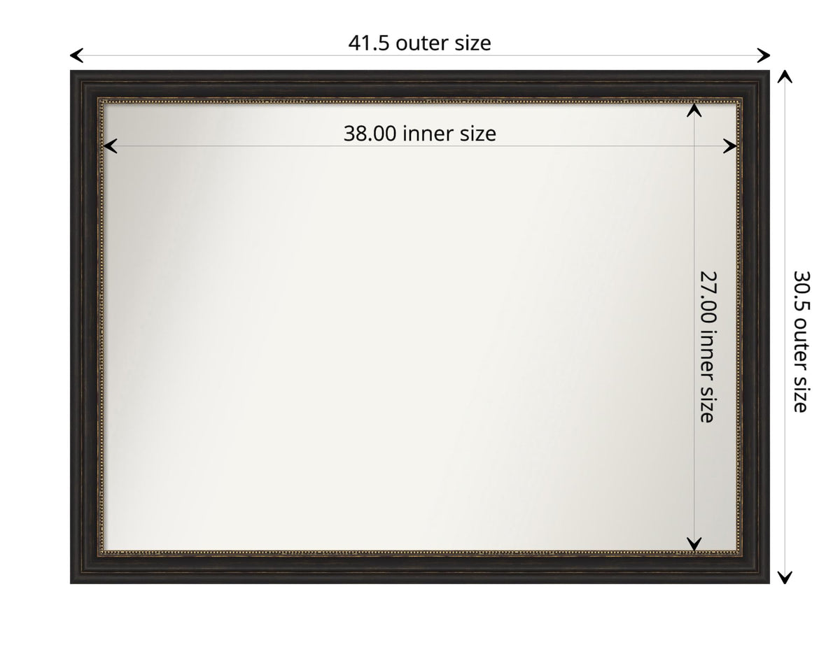 Amanti Art Bronze Wall Mirror 31x42 Accent Bronze Narrow Rectangle Bathroom Mirror for Wall Decor Living Room, X-Large Traditional Frame, Hangs Horizonally and Vertically, Bathroom Decor, Non-Beveled
