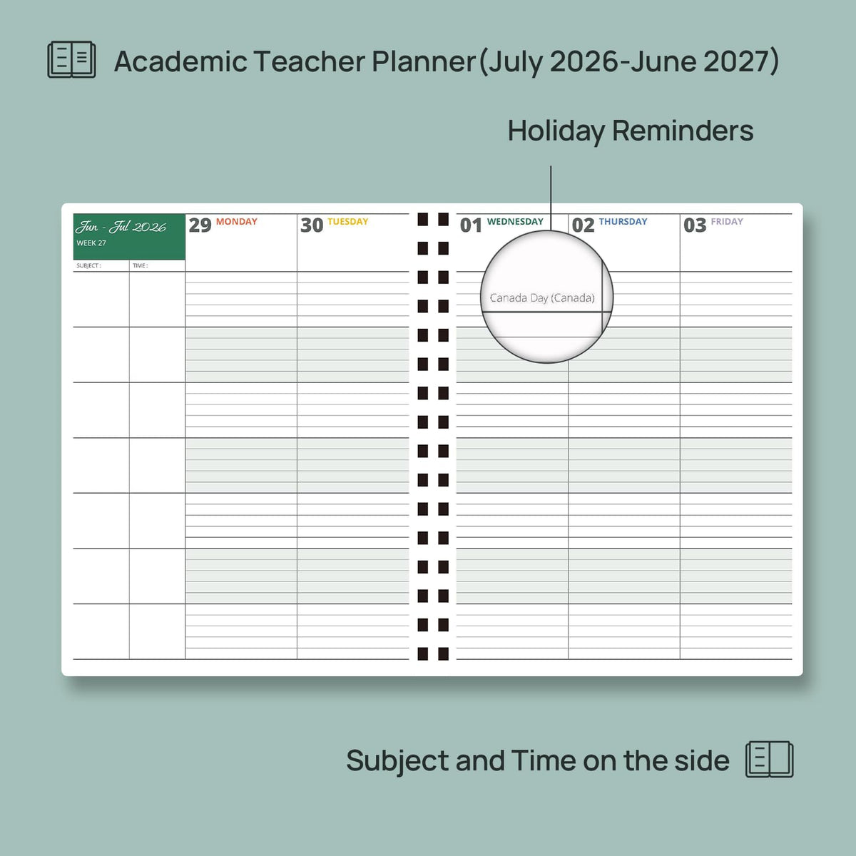 POPRUN Teacher Lesson Planner 2026-2027, Large Size 8.5"x 11", Weekly Academic Year Calendar, July 2026 - June 2027, Hardcover Classroom Agenda Calendar with Monthly Tabs, Pockets and Stickers - Night Sky Blue