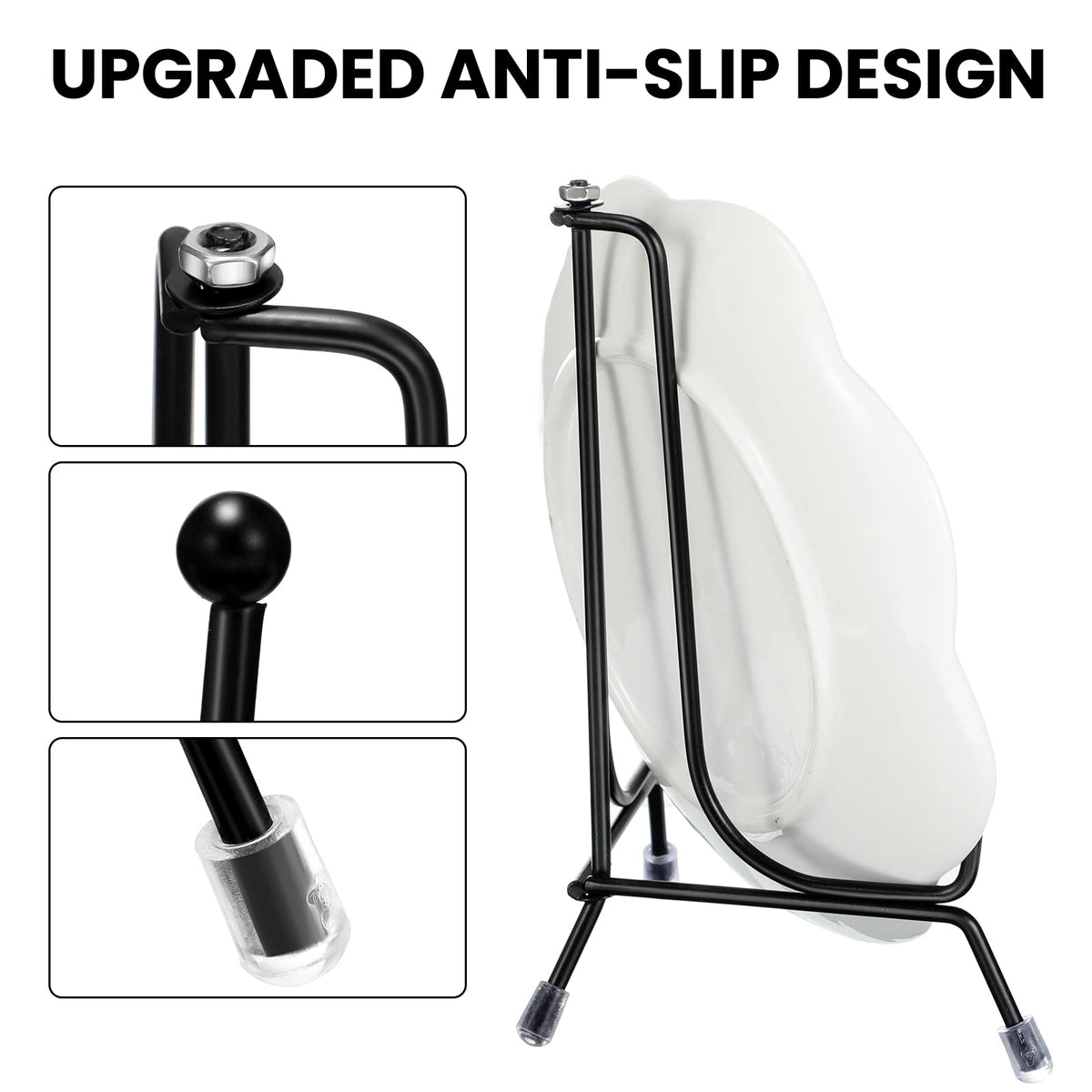 Chumia 18 Pcs Anti Slip Plate Stands for Display, Black Iron Easel Plate Holder Picture Frame Holder Stand for Display Decorative Photo Tabletop Artwork(4, 6, 8 Inch)