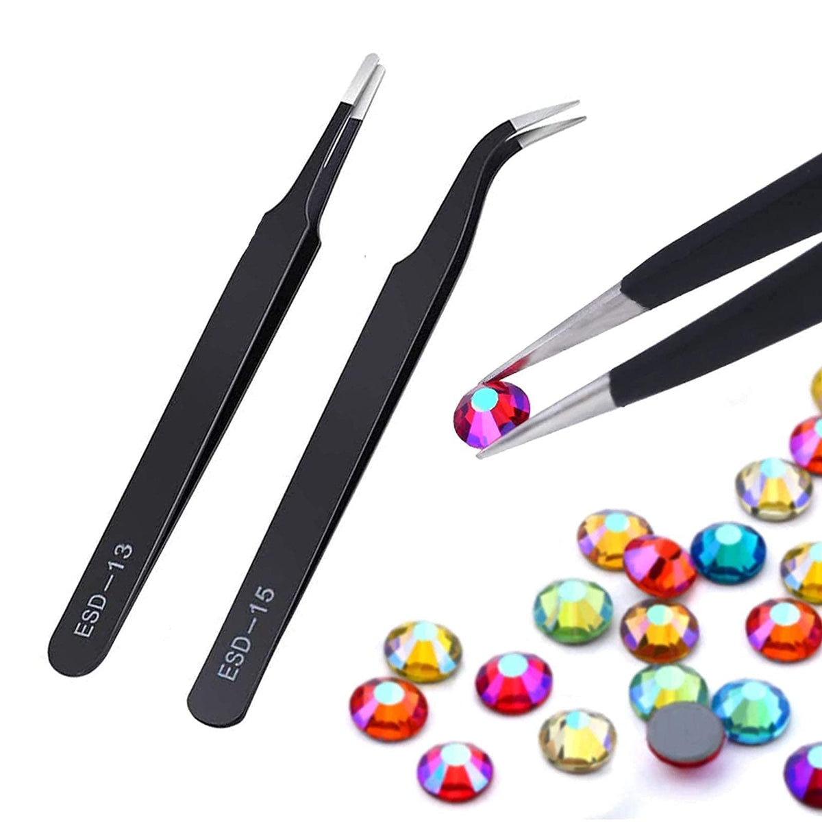 11 Pcs Silicone Resin Mold Tools Set Stirring Needle Spoon Tool Tweezers Precision Kit, Anti-Static Electronics Tweezers Set for Resin Art Crafts,Jewelry Making,DIY Epoxy Casting Molds(Rose Red)