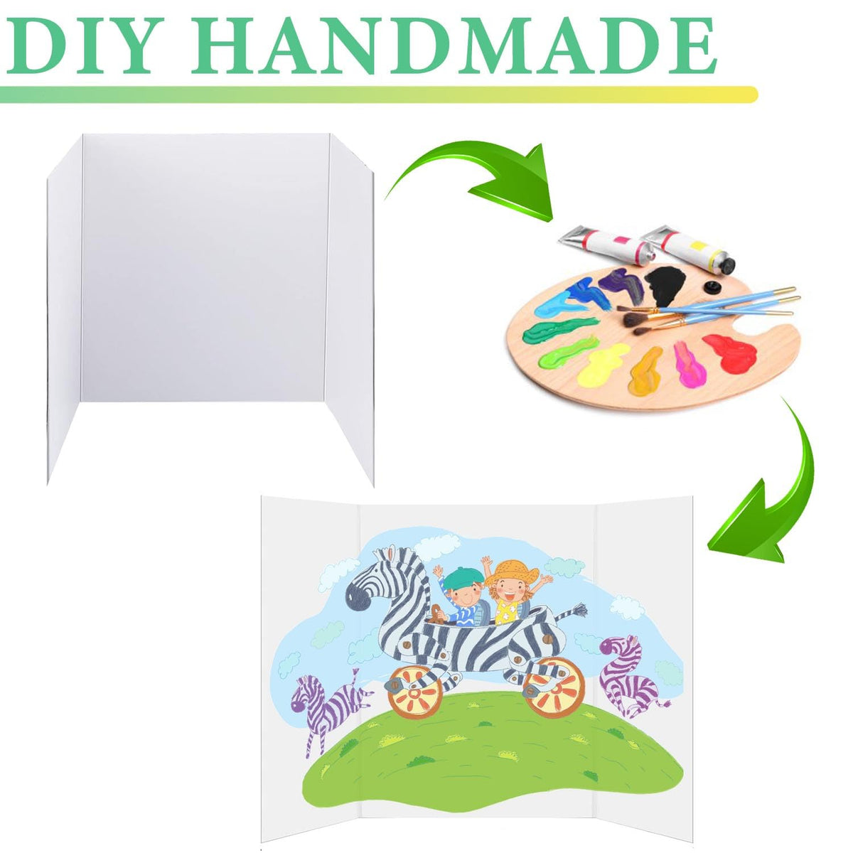 LonlyEagle Trifold Poster Board, 24" x 16", 3-Pack, White Corrugated Project Boards for Science Fairs, School Projects, Event Displays