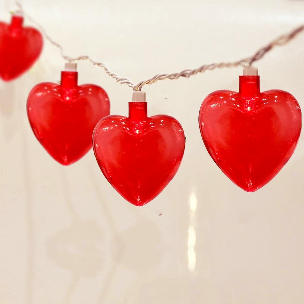 Valentines Red Heart String Lights Plug in, 8.5Ft Outdoor Valentine's Day Decorations Lights with 10 LED Red Heart Lights, Heart Fairy String Lights for Indoor Home Window Wedding Party Xmas Decor