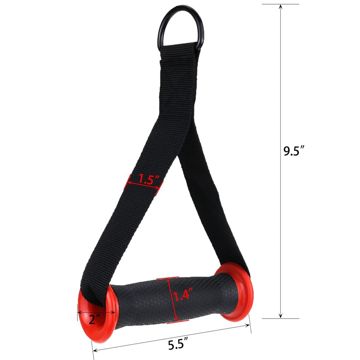 Exercise Handles for Resistance Bands & Cable Machines – Heavy-Duty Non-Slip Padded Grips for Strength Training, Home Gym, and Rehabilitation (Red)