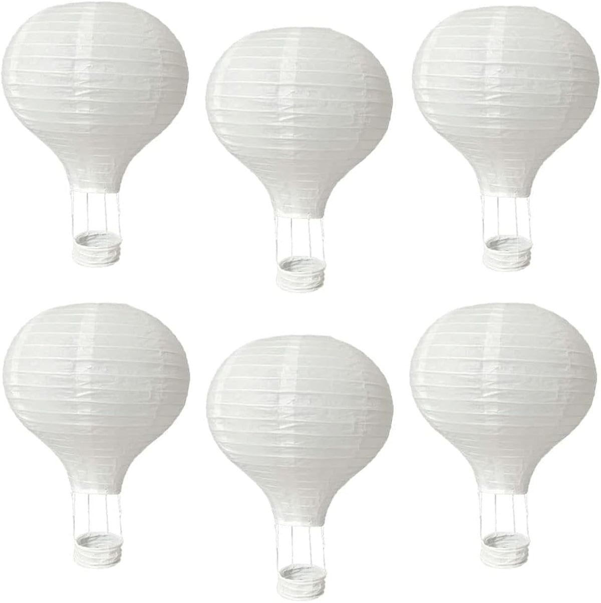 (6 Packs) 12-Inch White Paper Lanterns Decorative Chinese/Japanese Hanging Round Paper Lanterns Lamp for Birthday, Wedding, Christmas Xmas, Bridal, Home Decor, Party Decoration (hot air balloon)