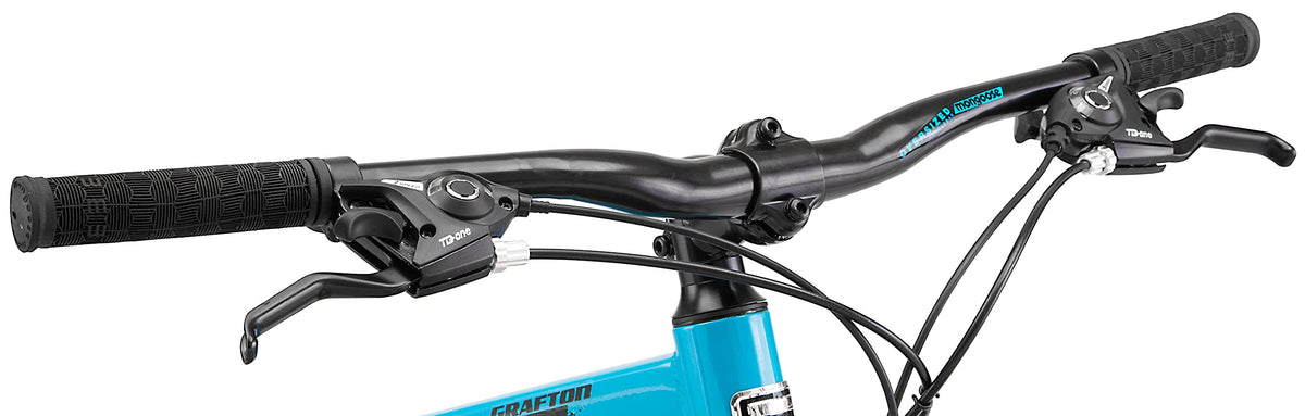 Mongoose Grafton Mountain Bike, 27.5 Inch Bike for Men and Women, 21 Speed, Aluminum Frame, Knobby Mountain Tires, Suspension Fork, Trigger Shifters, Mechanical Disc Brakes, Adult Bicycle