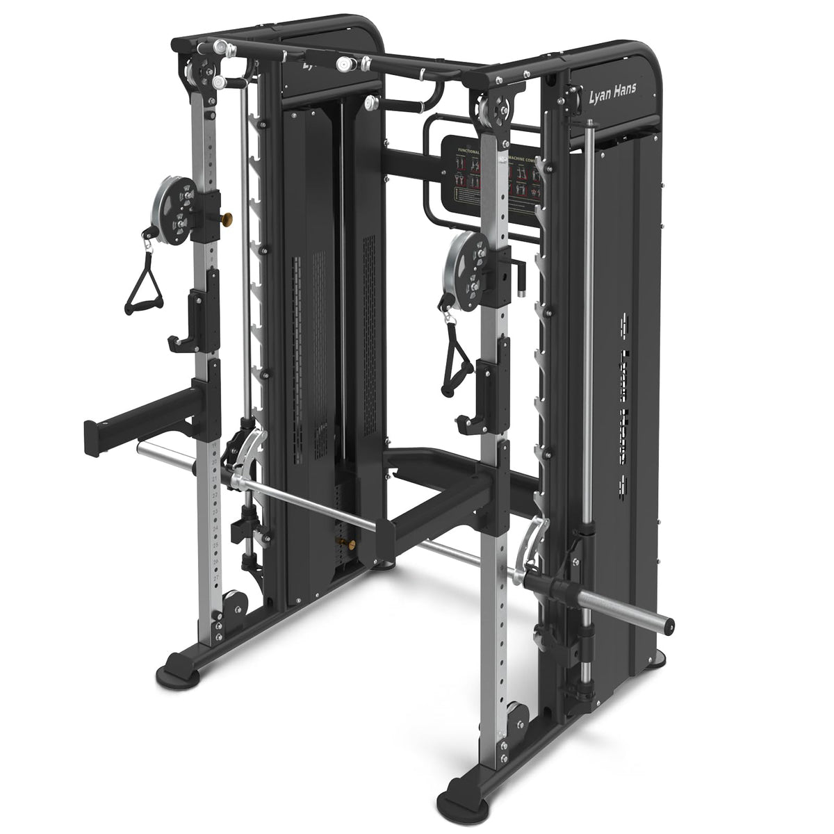 Functional Trainer Smith Machine for Commercial, Multifunctional Cable Crossover Exercise Machine, All in One Home Gym System, Compact Fitness Equipment, Workout Weight Machine for Strength Training