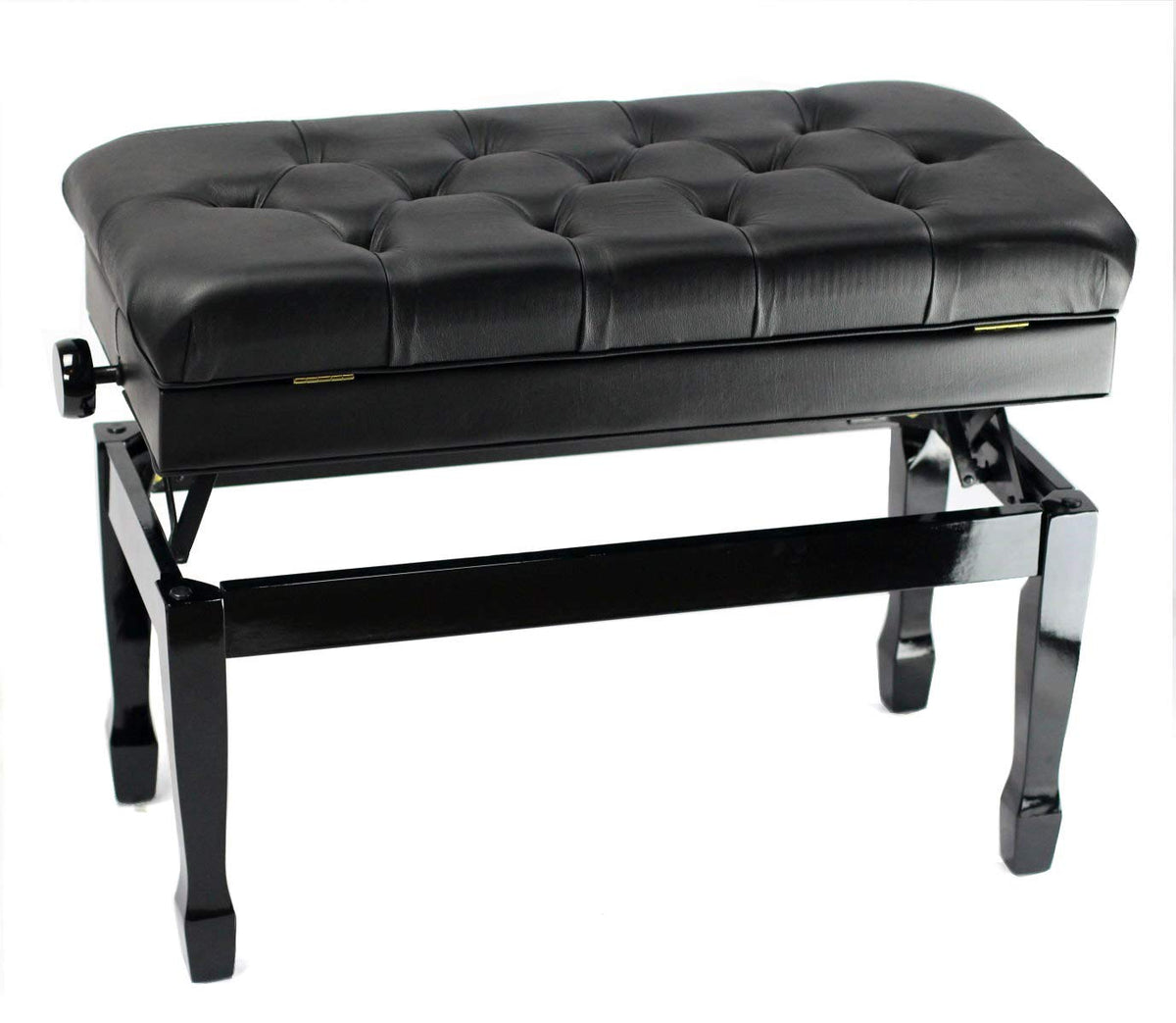 Griffin Piano Bench (Genuine Leather Plus Series) – Oversize Duet Keyboard Stool with Black Wood Frame, 2-Person Seat, Storage for Music Books & Vanity Use