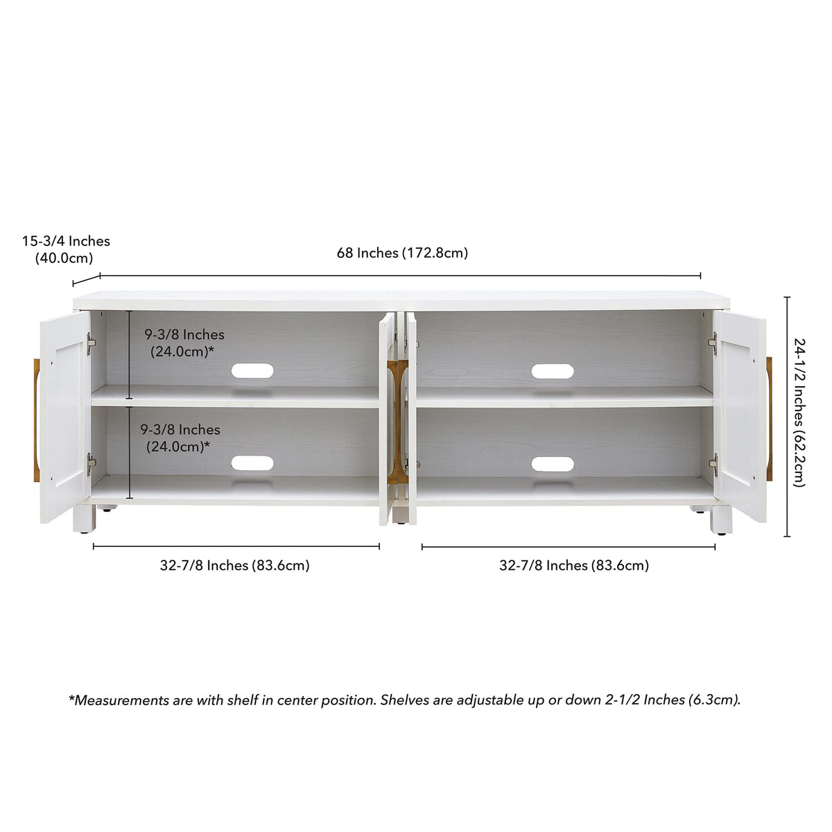 Henn&Hart Rectangular TV Stand for TV's up to 80" in White, TV Stands for the Living Room