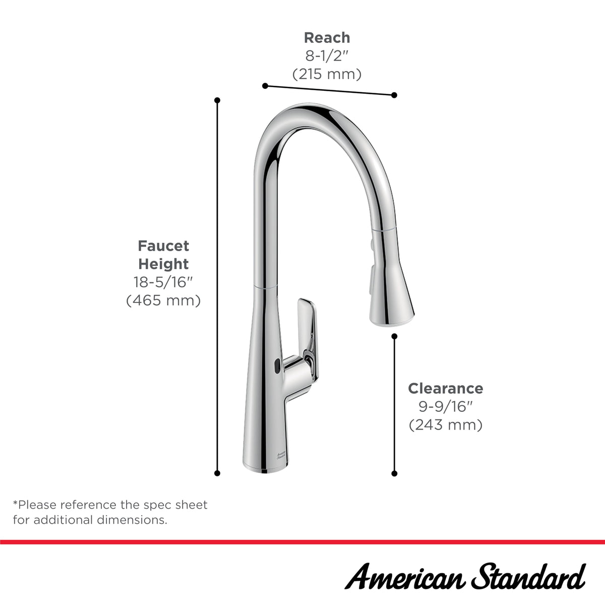 American Standard 104880DC00 Aspirations Touchless Pull-Down Kitchen Sink Faucet, 1.8 GPM, Stainless Steel