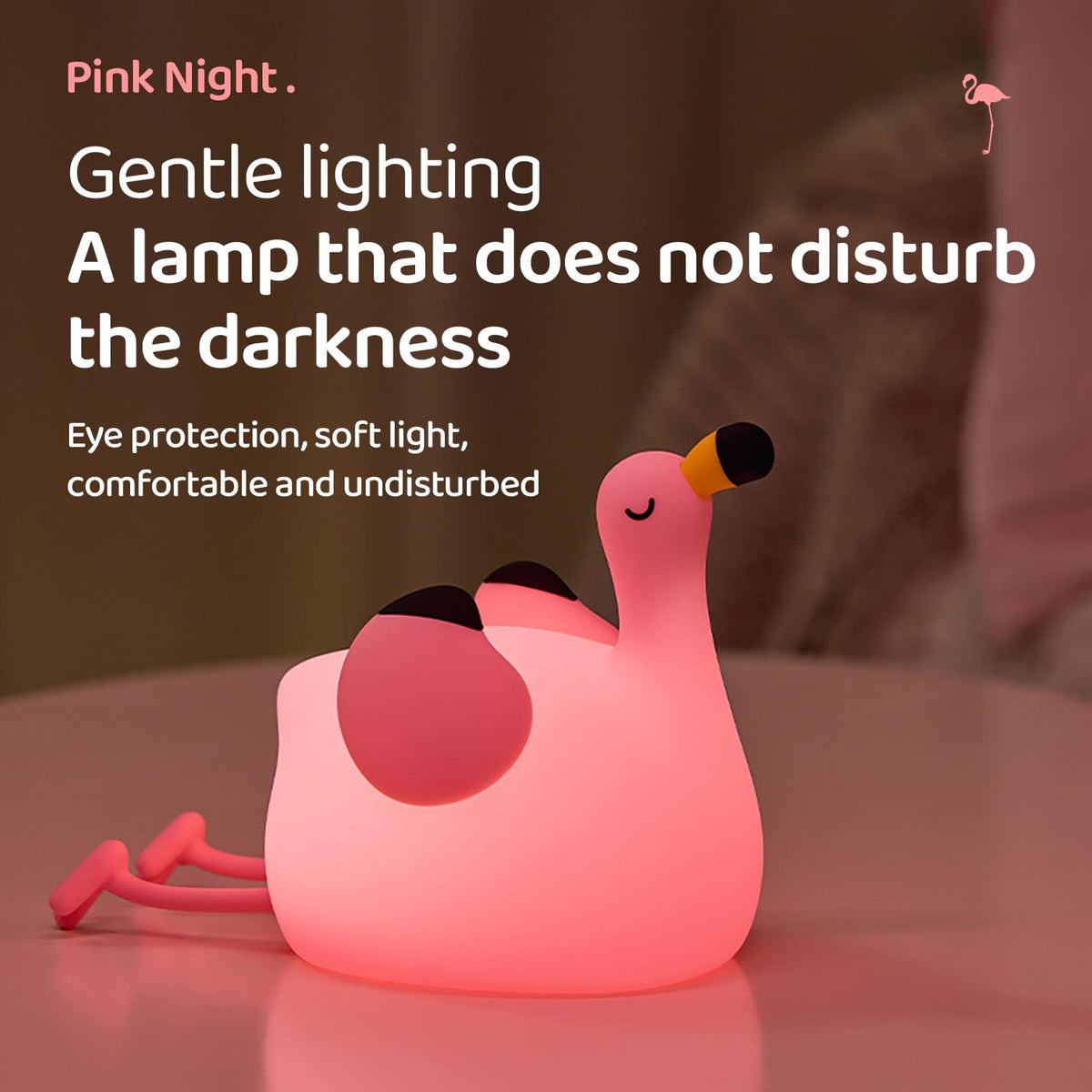 DADYLOBO Pink Flamingo Night Light for Kids, Dimmable Silicone LED Baby Nursery Night Light, Funny Nightlight Girls Trendy Gifts, Rechargeable Bedside Lamp Kawaii Pink Decor for Bedroom Home Office
