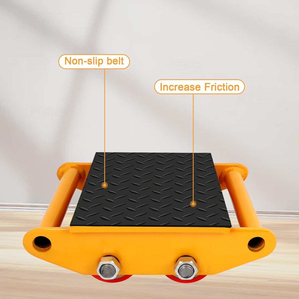 Machinery Mover 6T 13200LB Capacity Machinery Skate 4 Wheels Dolly Skate Roller with Non Slip Cap for Warehouse Workshop Factory, Yellow