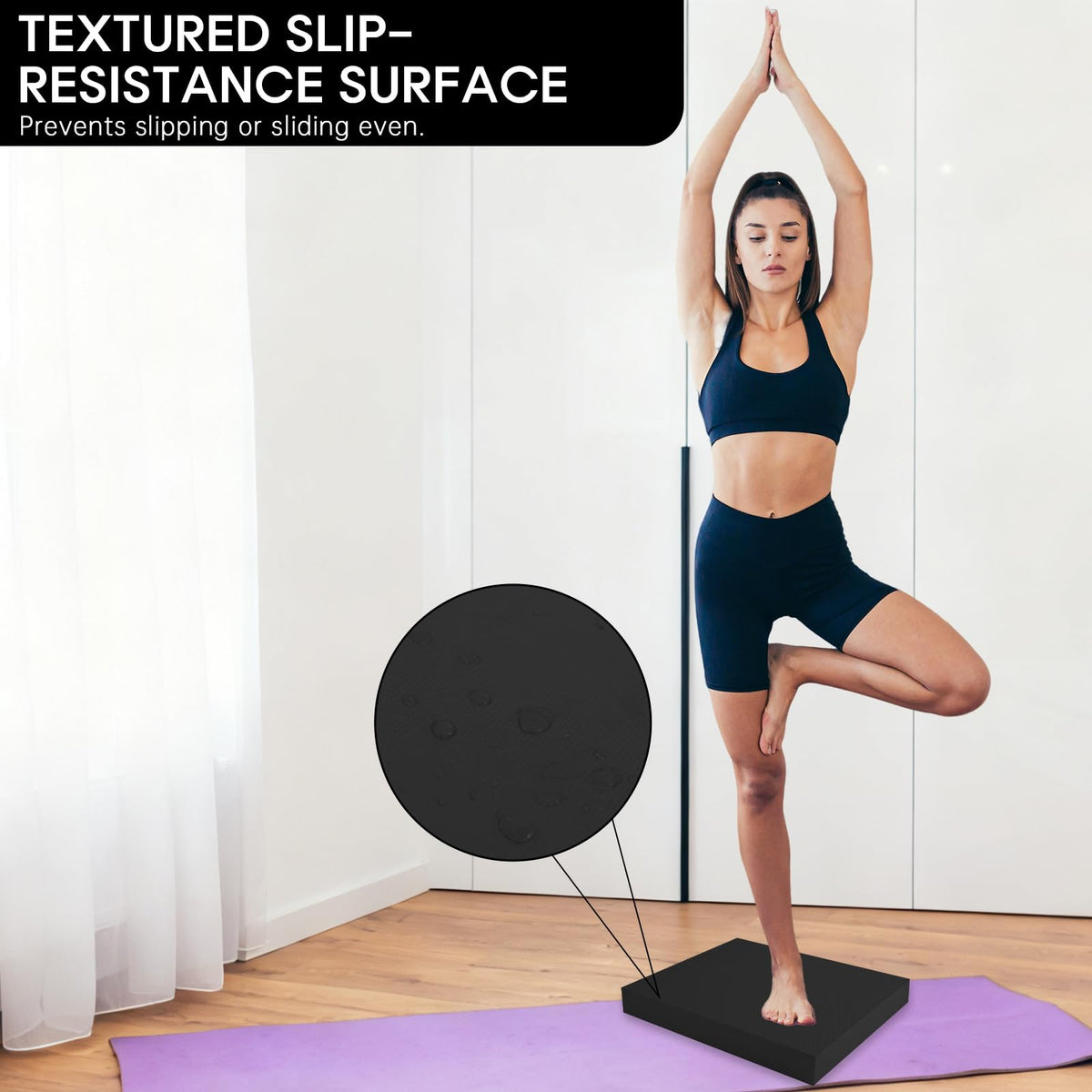 MBKHFLL Exercise Balance Pad，Balance Foam Mat for Physical Therapy Equipment & Strength Stability Training, Slip Resistant Foam Mat for Yoga, Pilates, Meditation，Gardening knee pads (black)