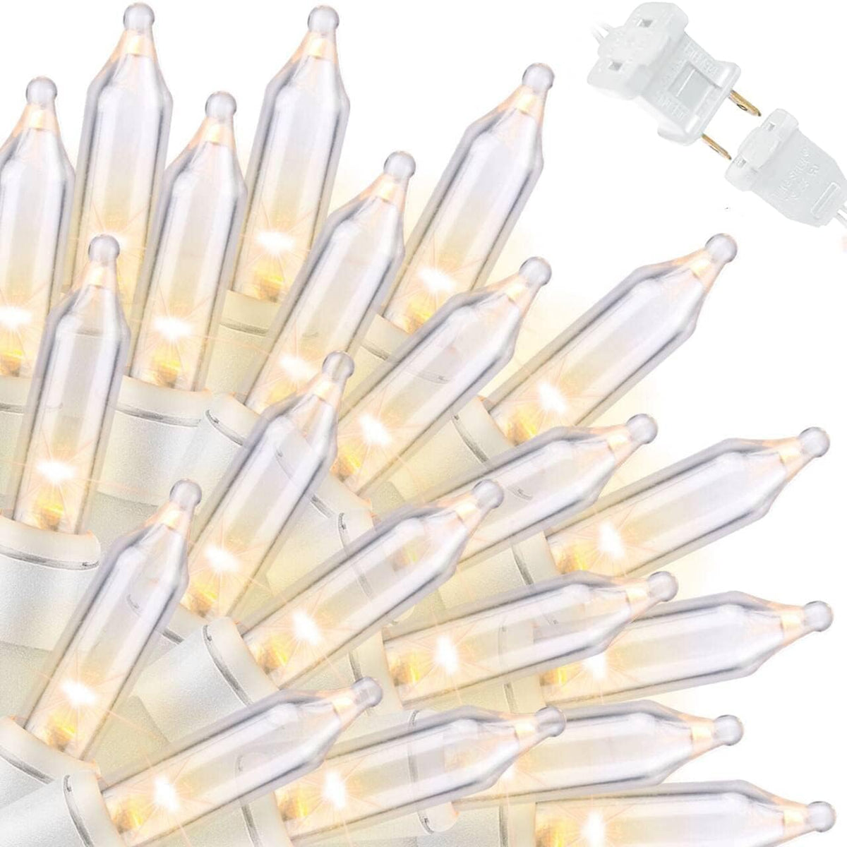 LAMPHOME Super-Bright Extendable Clear White Wire Christmas Lights Decoration 100Lights 19.6ft UL Certified Mini Bulb String Lights Set for Outdoor Christmas Tree Garden Holiday Patio Decor