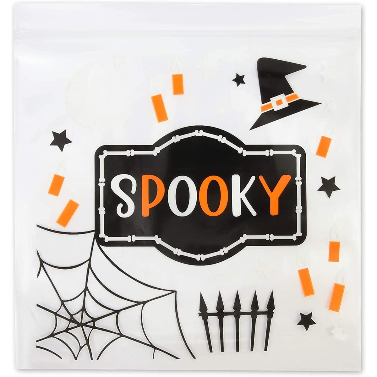 Spooky Central Resealable Treat & Snack Bags - 7.25 x 6.7 In Clear Plastic - 120 Pack - Zip Top & Reusable Bulk Party Favor & Candy Packaging Pouches