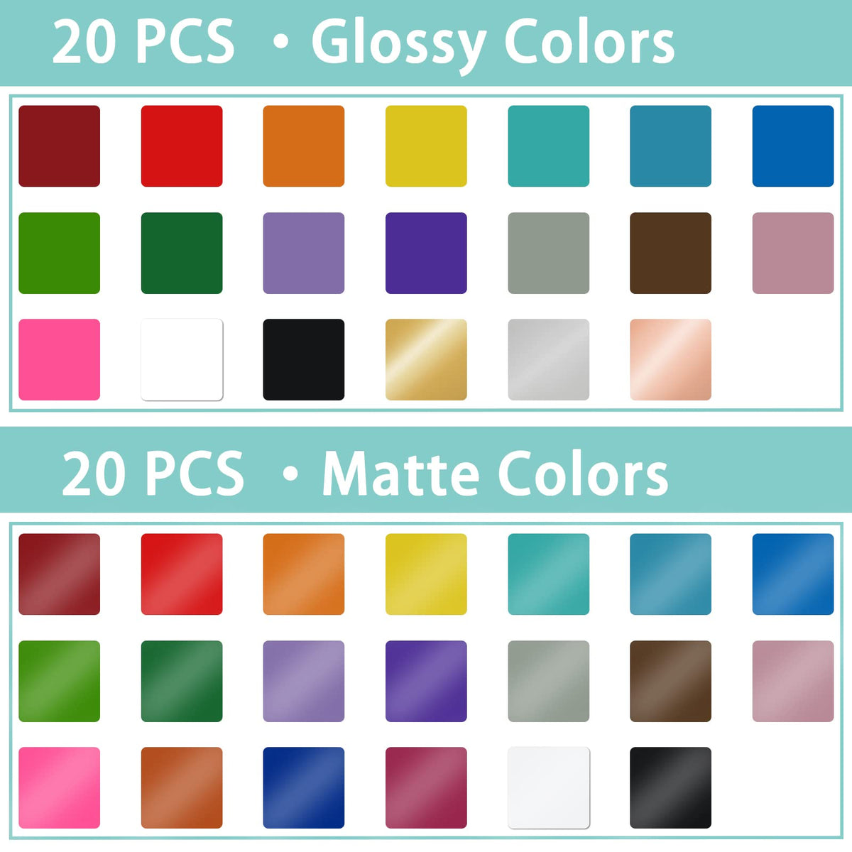 Lya Vinyl Permanent Vinyl - 40Pack (20 Glossy & 20 Matte) Outdoor Permanent Vinyl Sheets Bundle - Self Adhesive Sheets for Party Decoration, Sticker, DIY Mug, Home Decal
