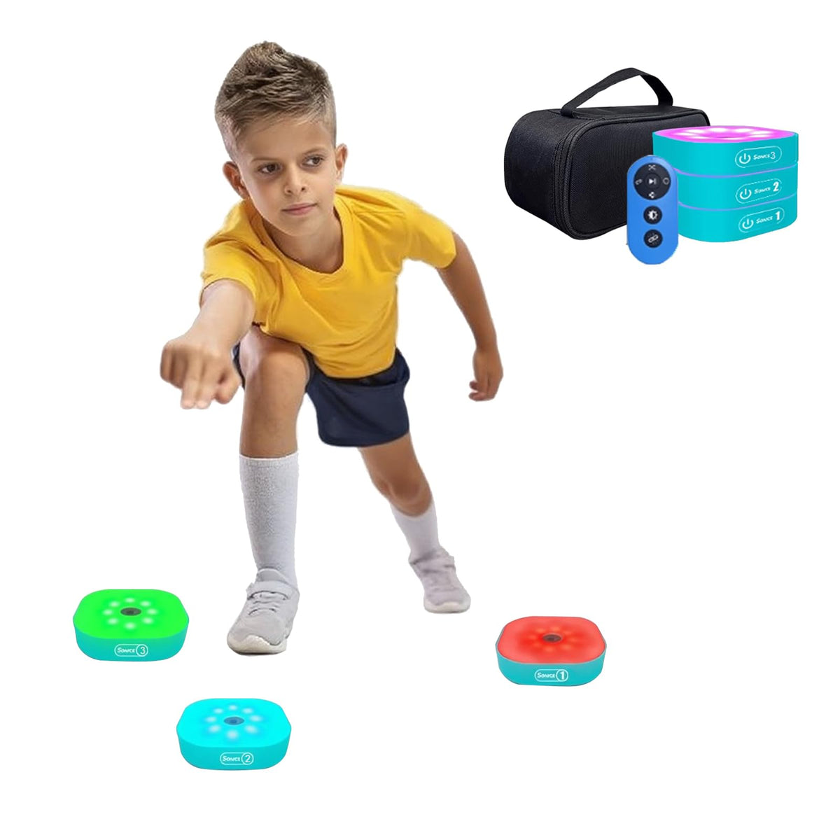 LANBVIELT Agility Training Lights, Reaction Training Light Platform for Boxing Gym Training, Portable Agile Speed Reaction Equipment with Remote Control for Athletes, Trainers (3)