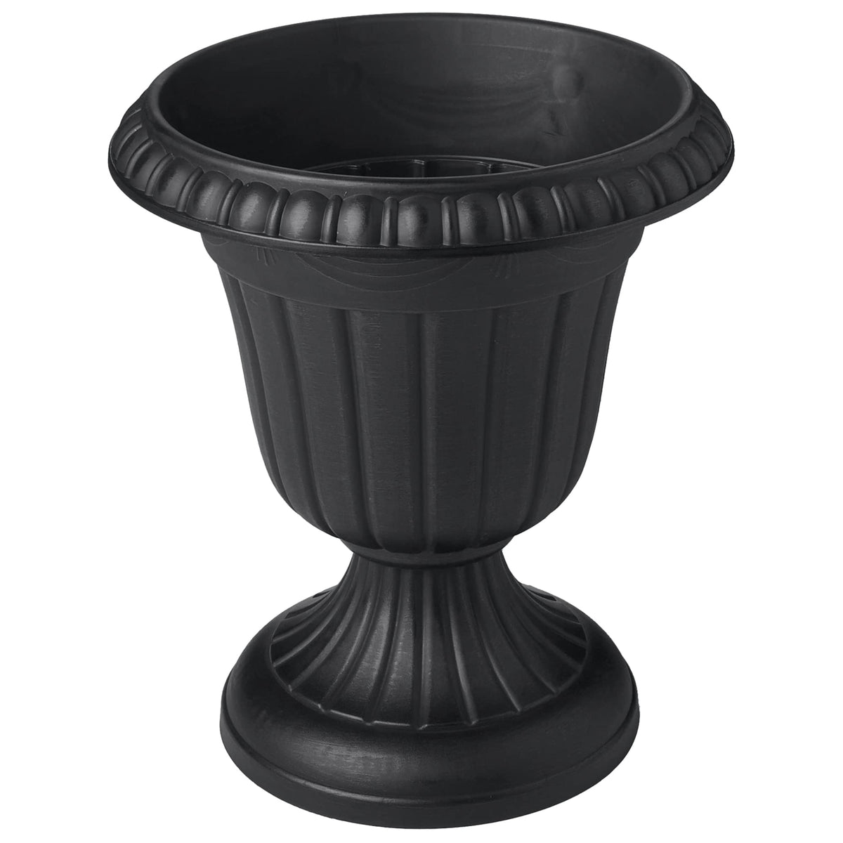 Arcadia Garden Products PL10BK Classic Traditional Plastic Urn Planter Indoor/Outdoor, 15" x 13", Black