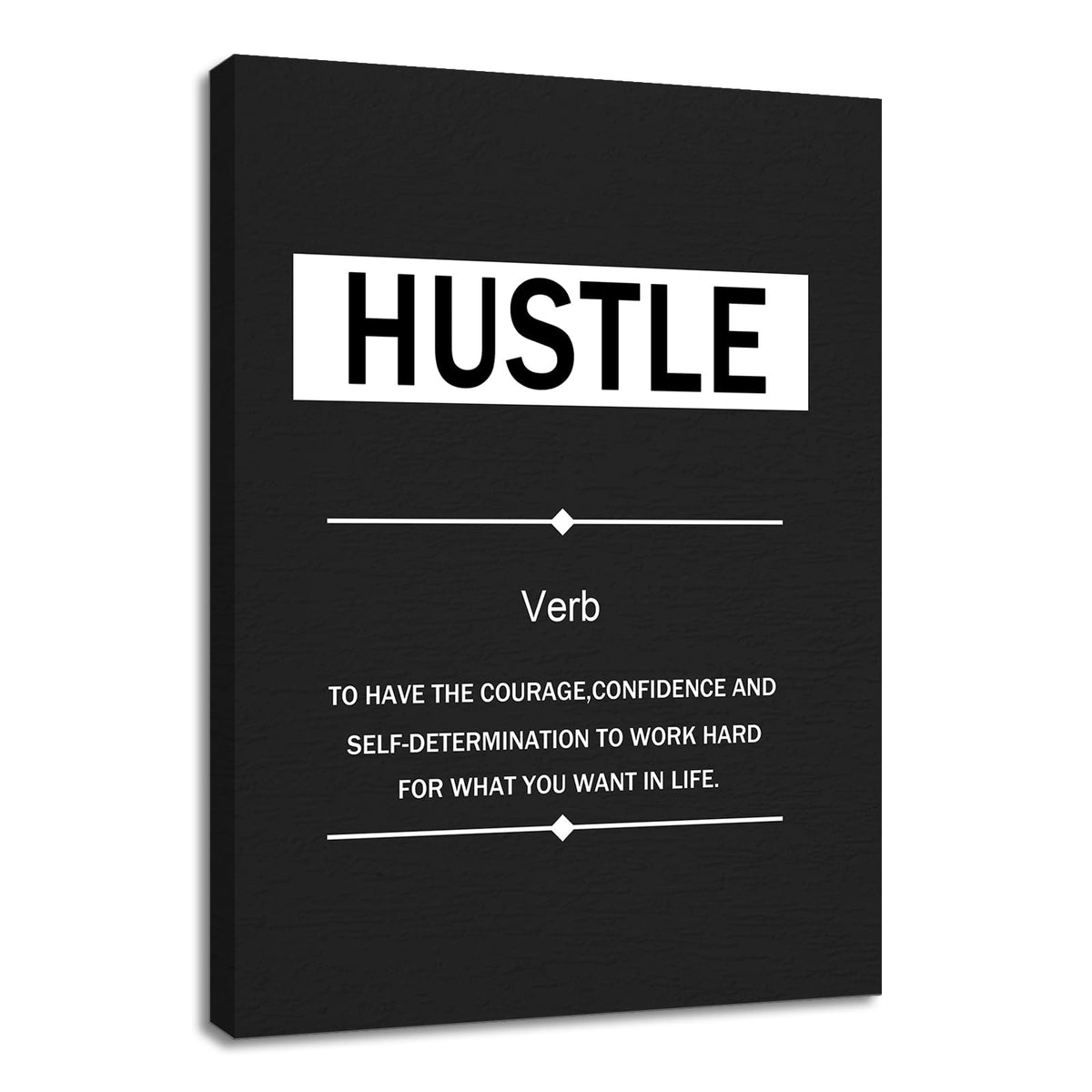 YSPCSUN Inspirational Posters for Office, Hustle Definition Canvas Poster Single Panel Wall Decor for Home Office Dorm Classroom, Framed Canvas Art, 24x18inch