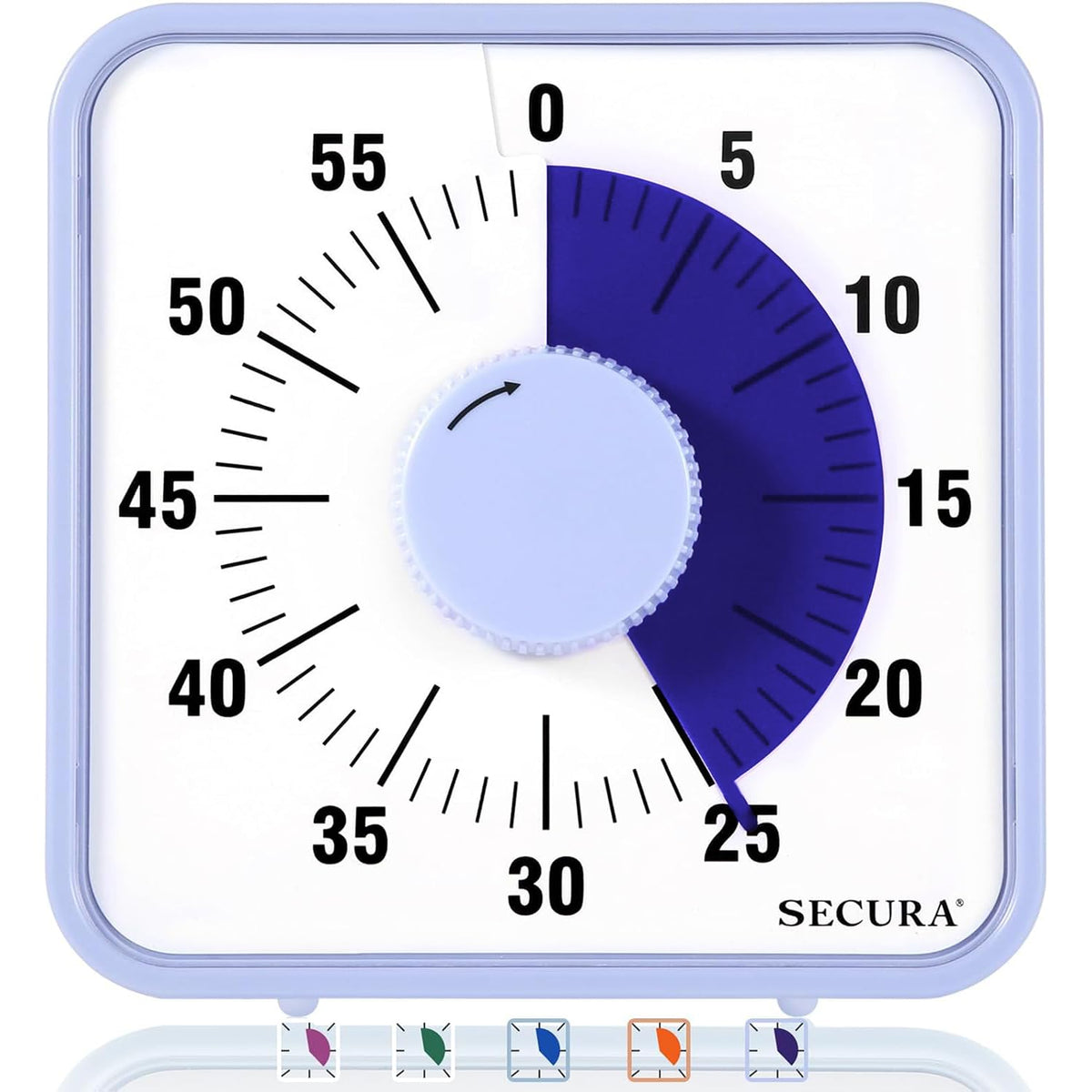 Secura 7.5 Inch Visual Timer, 60 Minute Oversize Visual Countdown Timer for Kids and Adults, Durable Mechanical Time Management Tool (Violet)