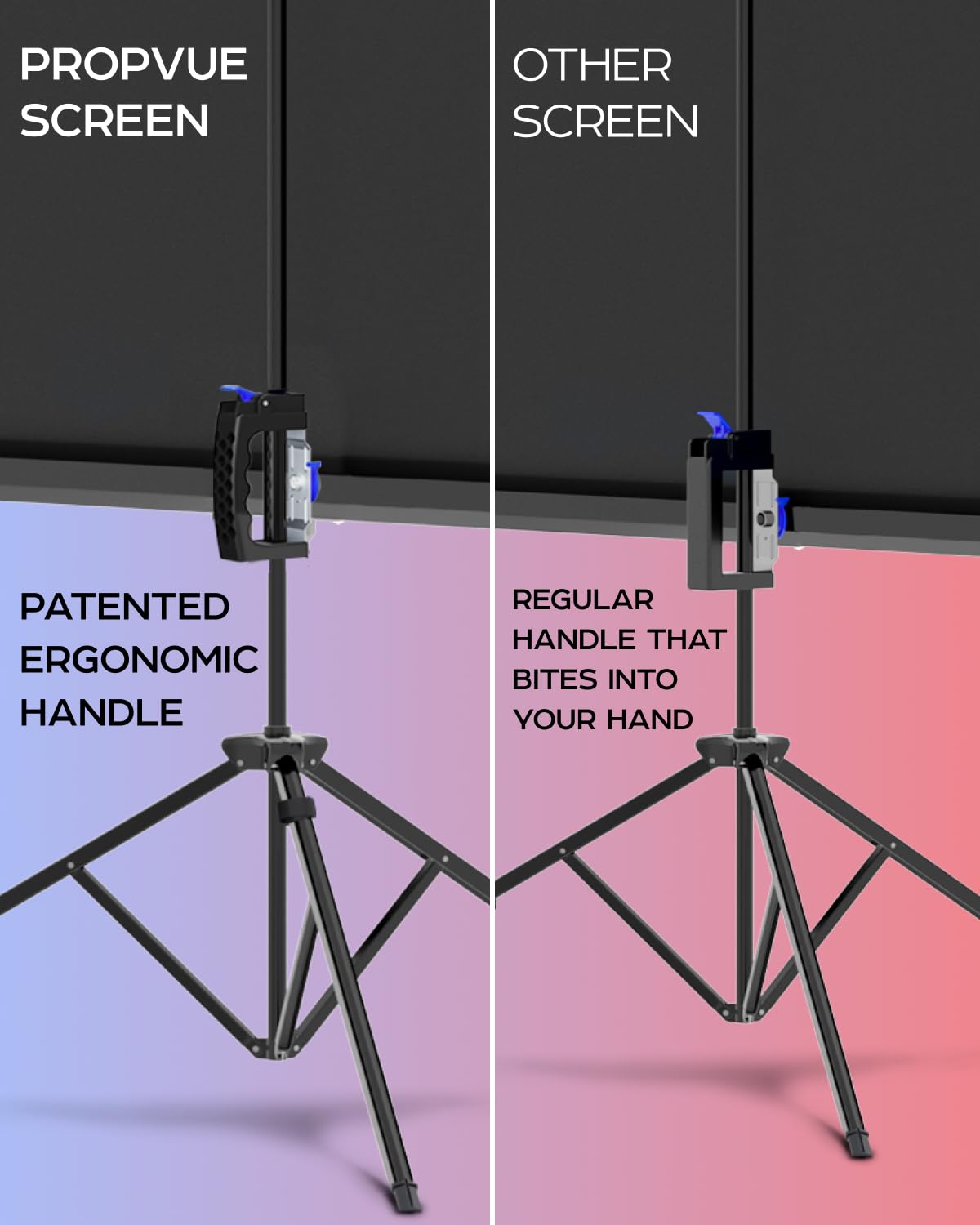 PropVue Projector Screen with Stand 84" - Indoor & Outdoor Projection Screen for Movie or Office Presentation - 16:9 HD Premium Wrinkle-Free Tripod Screen for Projector with Carry Bag & Tight Strap