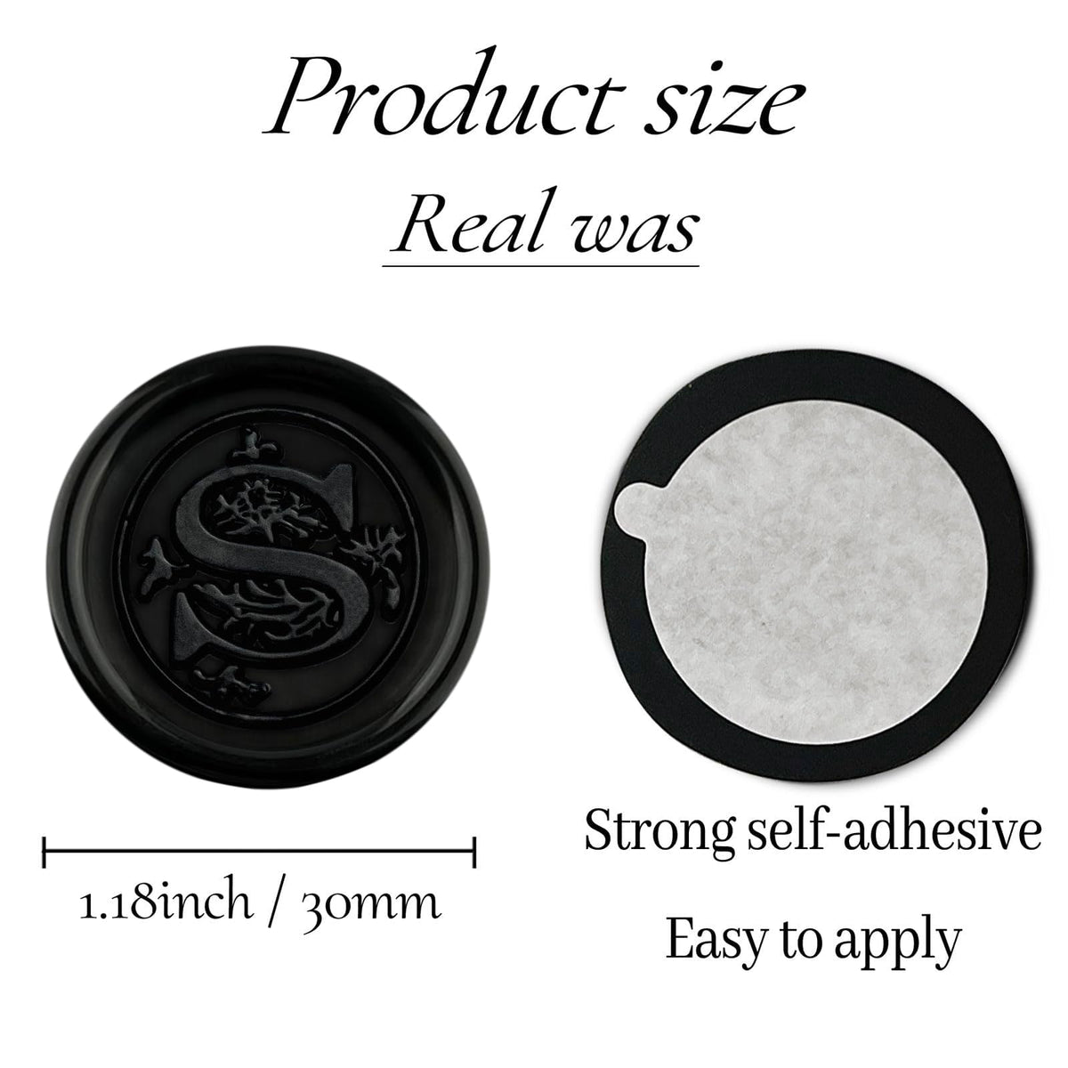 100Pcs Black Wax Seal Stickers Handmade Envelope Seals Self Adhesive Letter Wax Stickers for Wedding Party Invitations, Envelope, Gift Wrap, Christmas(Initial S, Black)