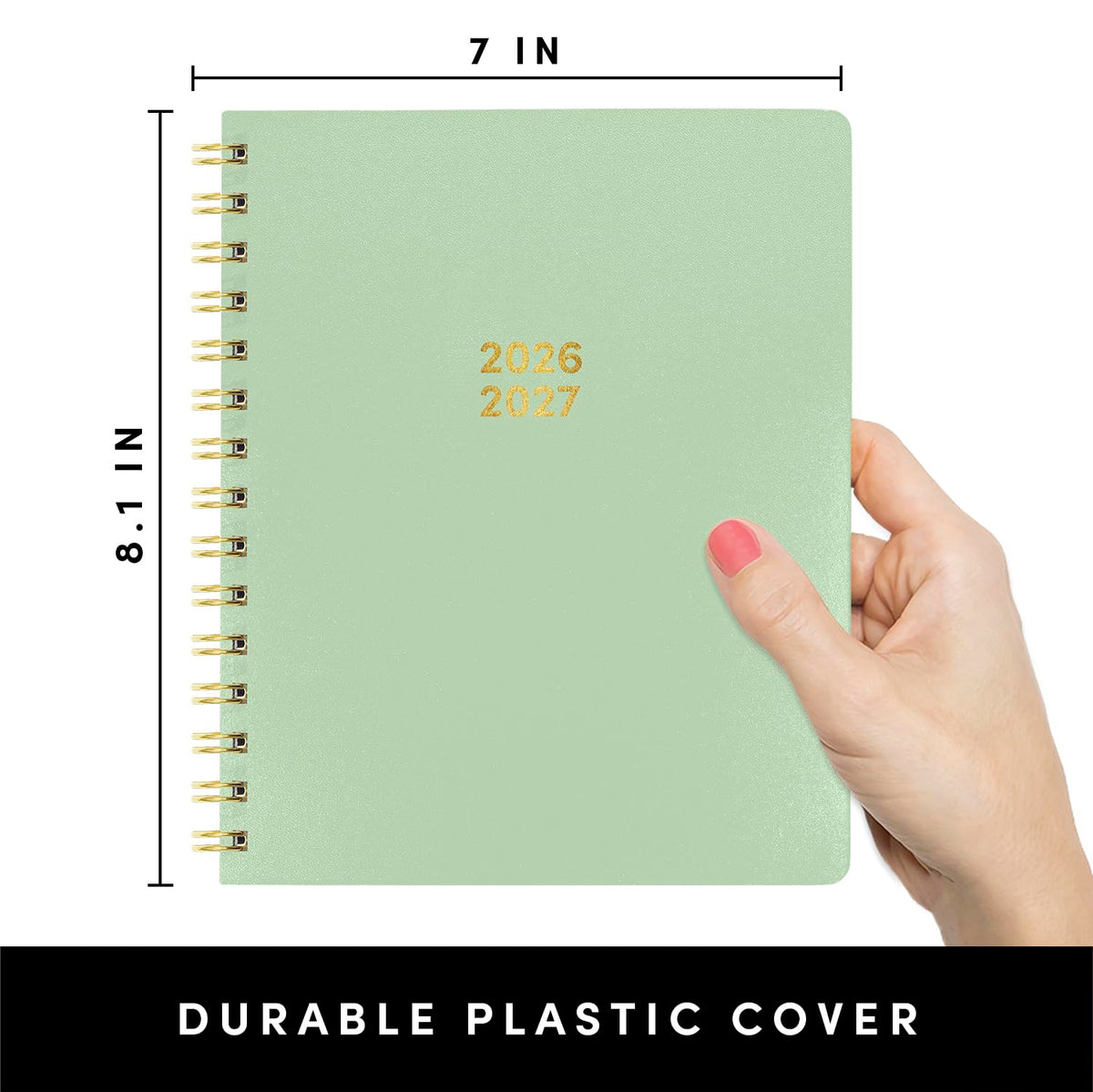 PAPERAGE Academic Planner, Weekly & Monthly Planner & Calendar, 12-Months, July 2026 - June 2027, (7" x 8"), School & Student Planning Agenda with Tabs, Bonus Pages & Inner Pocket, Sage Green