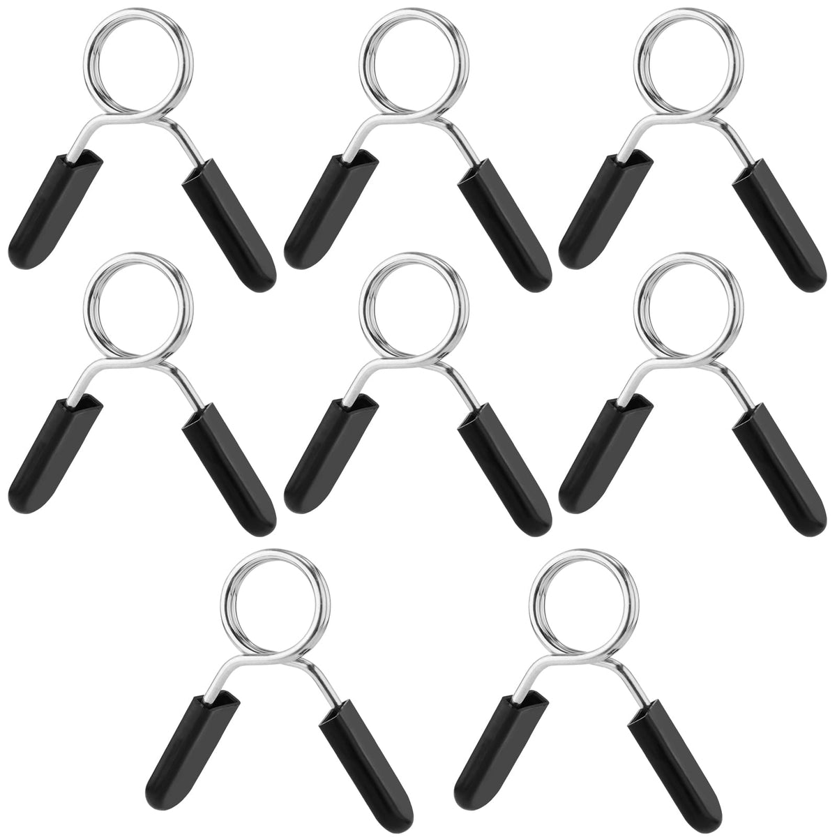 PEUTIER 8pcs 1 Inch Barbell Clamps, Stainless Steel Spring Collar Clips Fitness Bar Clips Weight Lifting Dumbbell Weight Bar Clamps for Many Gym Equipment Strength Training Accessory