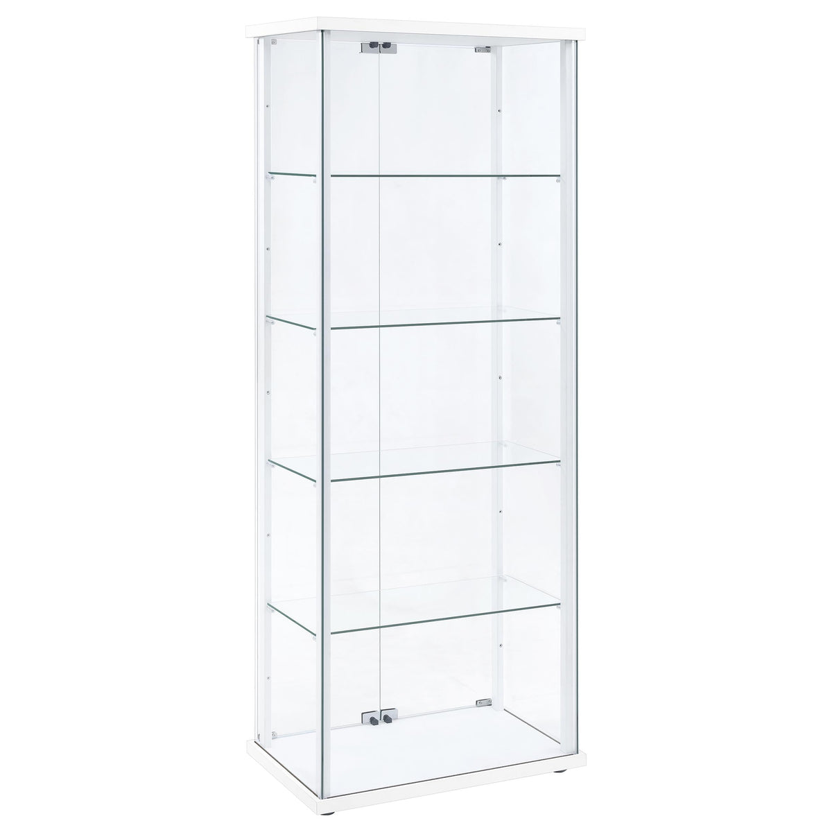 Coaster Home Furnishings - Delphinium - Glass - 4-Shelf Curio Cabinet with Wood Top and Base, Two Doors, and Chrome Hardware - Living Room - 64-Inch - White - 950170WHT