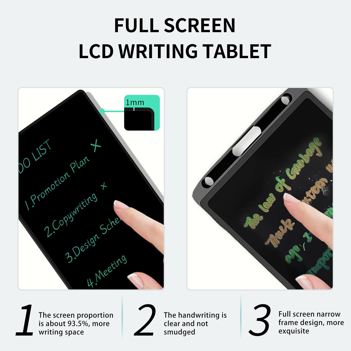 LCD Writing Tablet for Adult: 6.5 Inch Mini Full Screen Drawing Board Reusable Digital Notepad Portable Use for Office Study Teaching