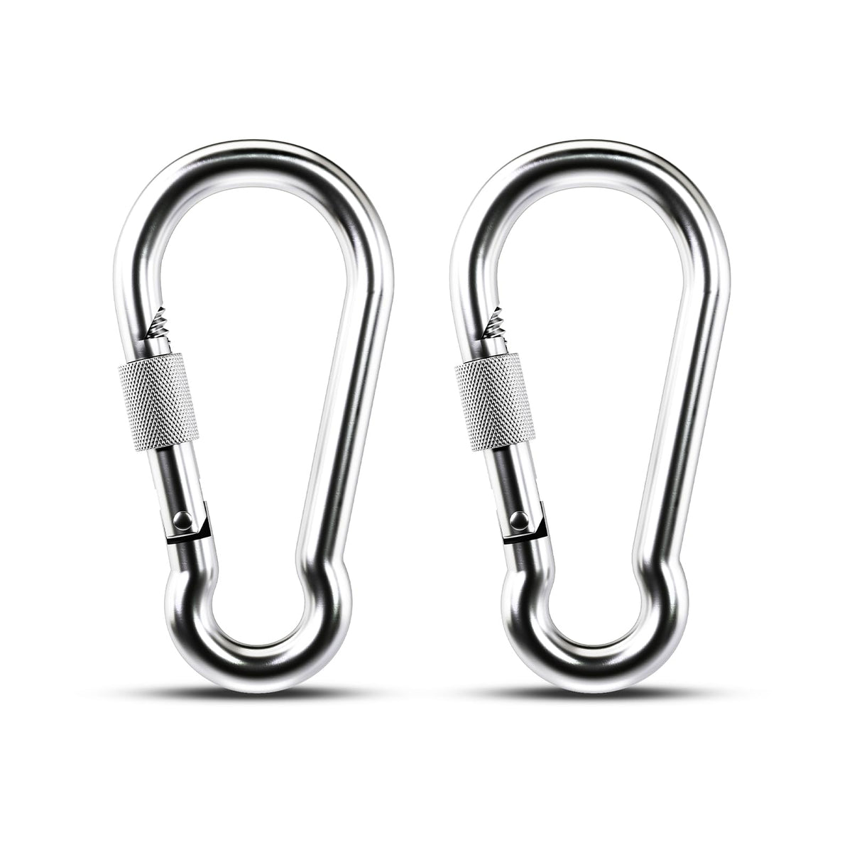 KINLINK 2 Pack Screw Locking Carabiner - 5.50 inch Heavy Duty Carabiner Clips, 304 Stainless Steel Large Caribiner for Camping, Swing, Hammock, Hiking,Weight Lifting Machine, Home Gym Equipment