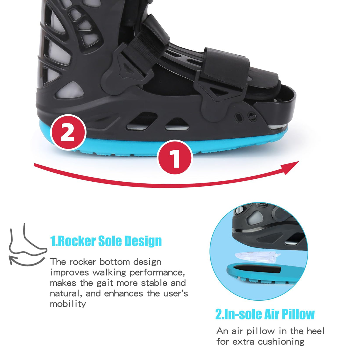 Tall Walker Fracture Boot Inflatable Walking Boot Air Cam Walker Brace Orthopaedic Boot for Sprained Ankle, Foot Pain Recovery, Calf Fracture, Broken Foot, Achilles Tendonitis (L)