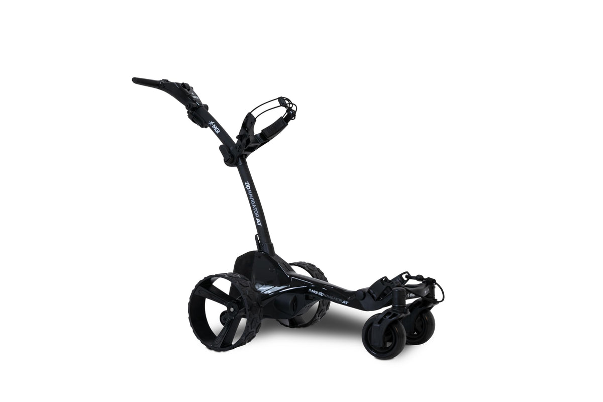 MGI Zip Navigator All Terrain Electric Golf Cart - 36 Hole Battery - Remote Control - Accessories Included (Drink, Umbrella, & GPS-Phone Holer), Gloss Black-Matte Black