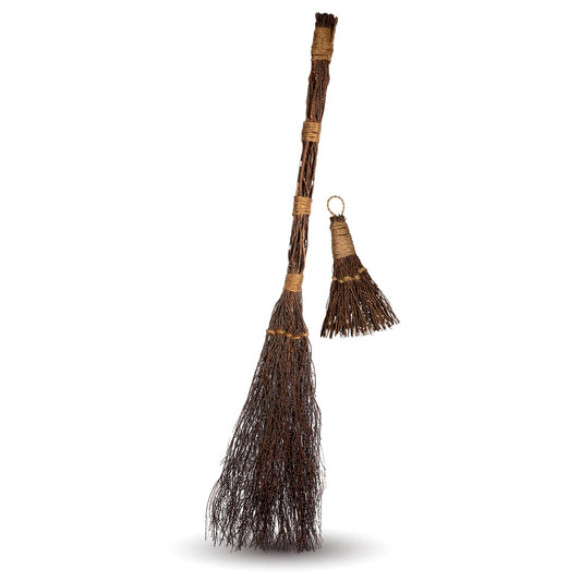Cinnamon Brooms 36" and 6" - Cinnamon Broomstick Scented Combo - Mini Broom 6" & Large Broom 36" - Witches Broom Cinnamon Broomstick Decoration for Halloween - Mini Cinnamon Broomstick Scented Broom