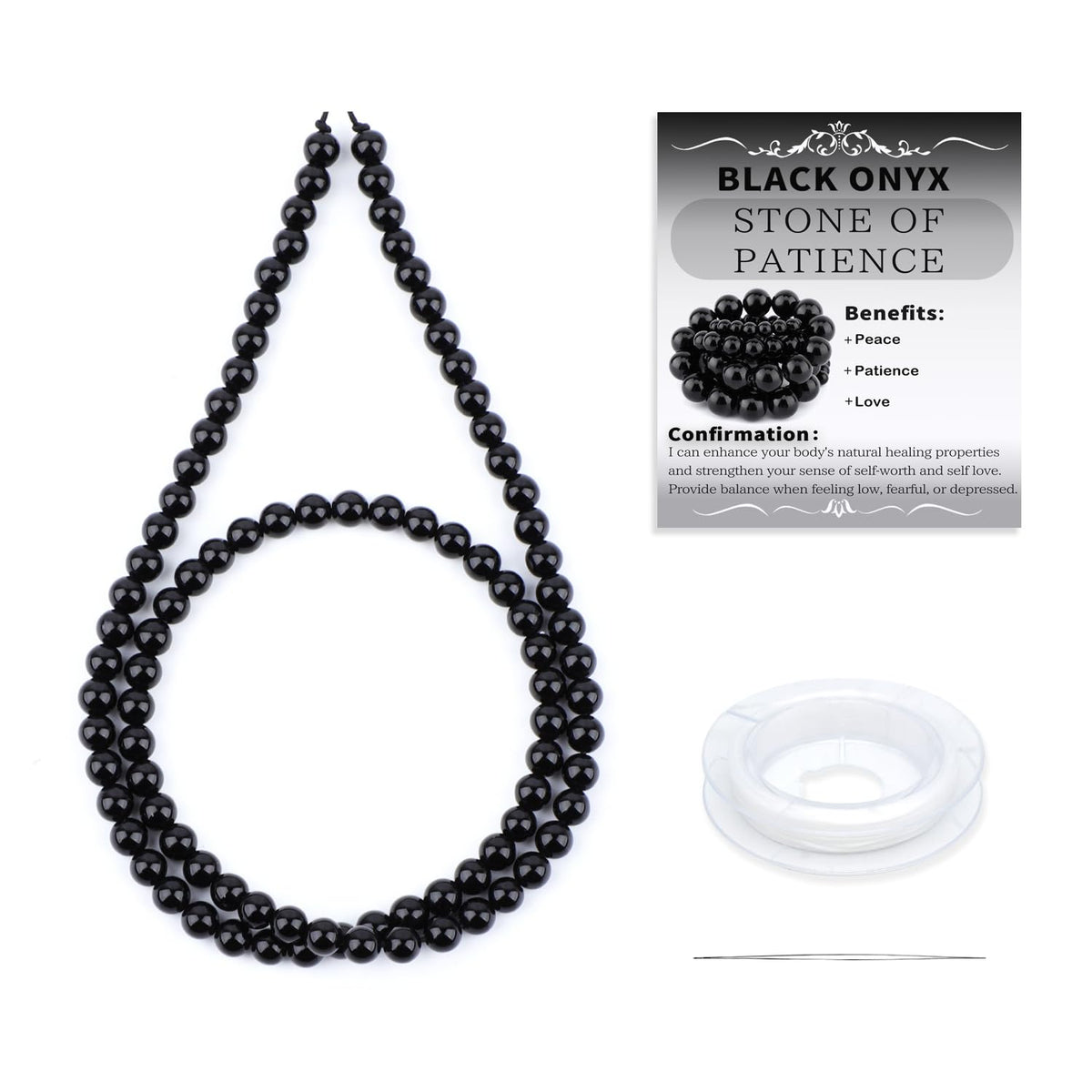 CMBYN Natural Stone Beads Round Genuine Real Stone Beading Strand Loose Gemstones DIY Smooth Bead for Bracelet Necklace Earrings Jewelry Making (Black Onyx, 4mm 90 Pieces)