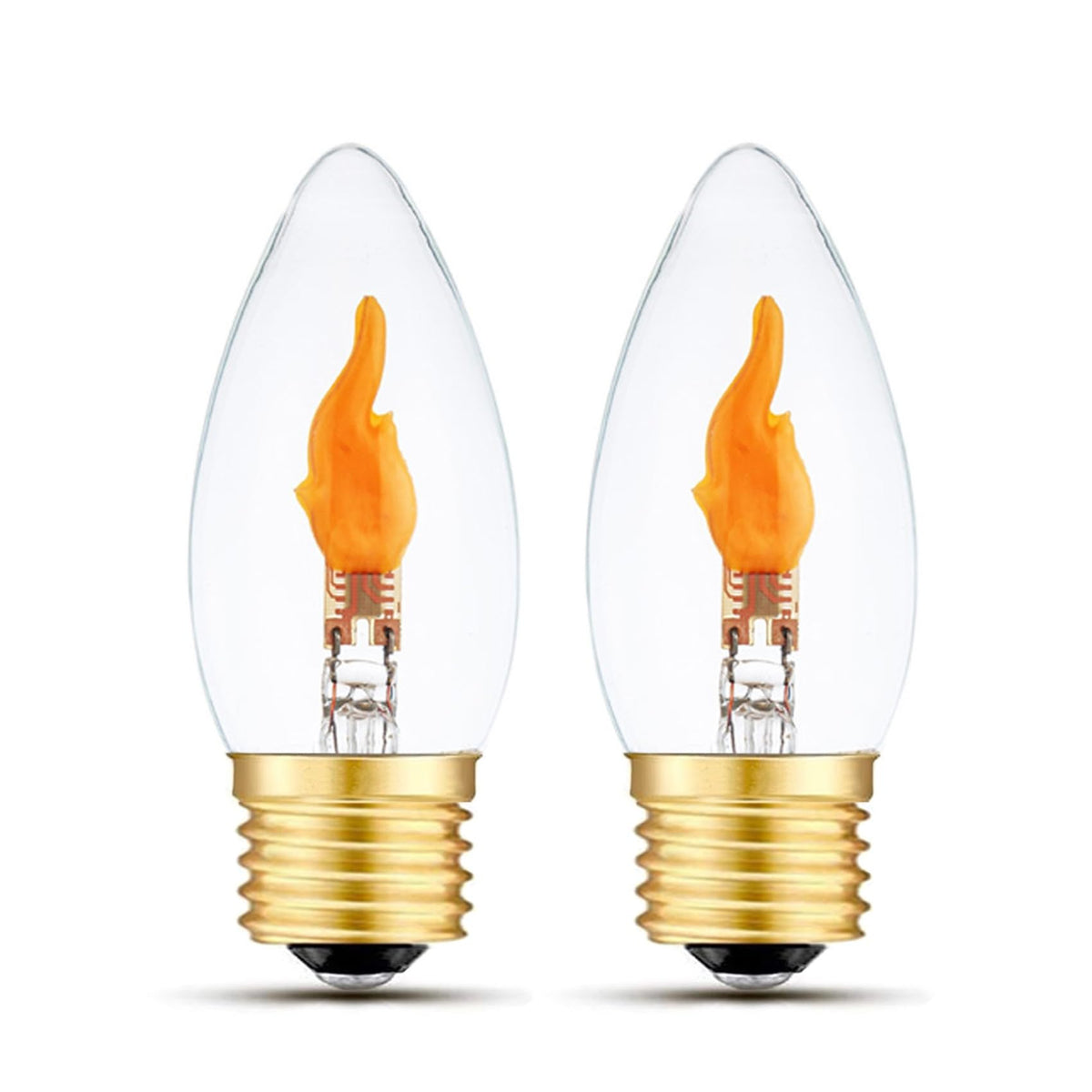 Sunaiony LED Flickering Light Bulbs E26 Flame Effect Bulb Standard Base, Fire Light Bulbs for Halloween Christmas Decoration, 2 Pack
