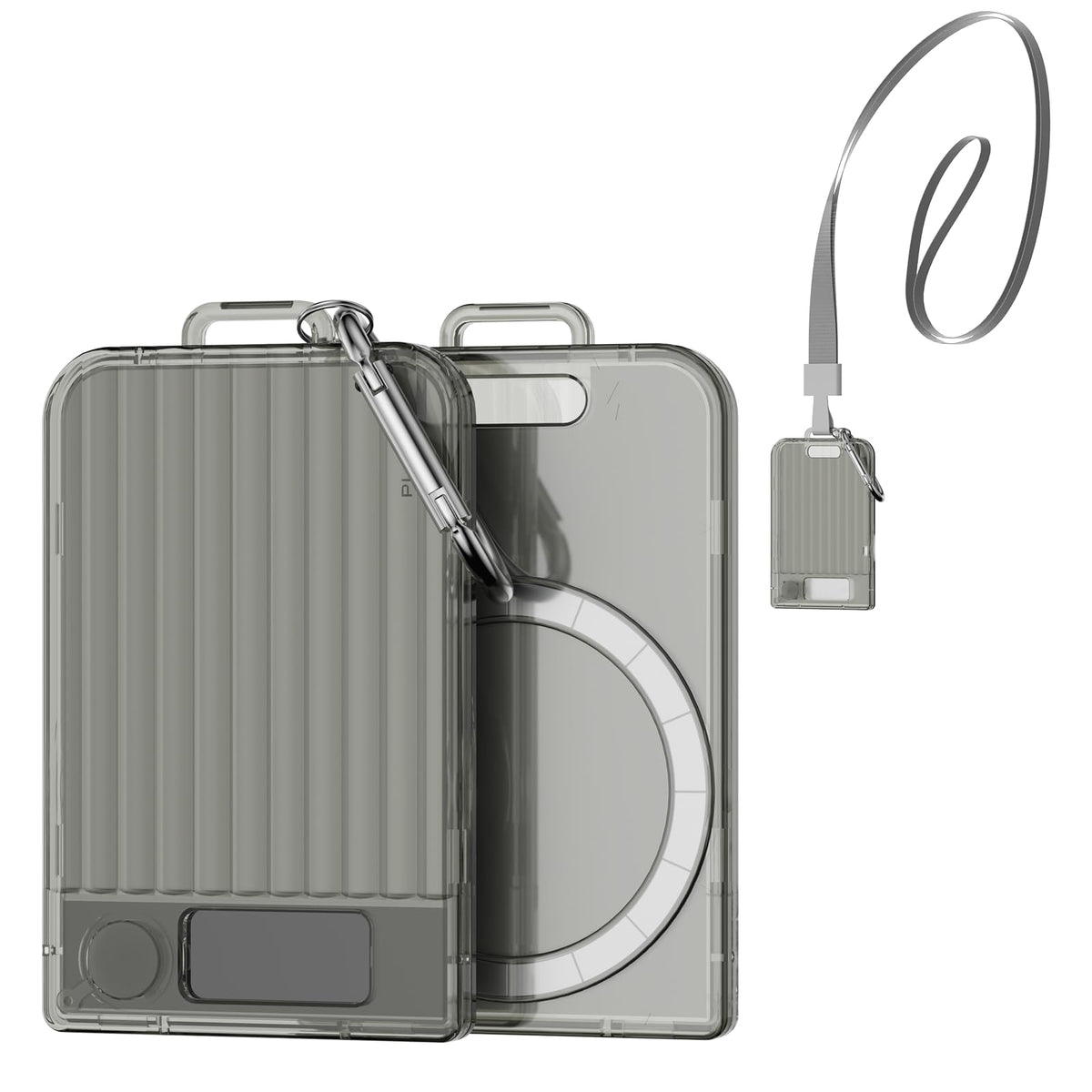Magnetic Holder for Plaud Note&Plaud Note Pro(2025) with Lanyard&Carabiner,Anti-Scratch Hard Slim PC Portable Protective Case Ai Voice Recorder Accessories (Clear Gary)