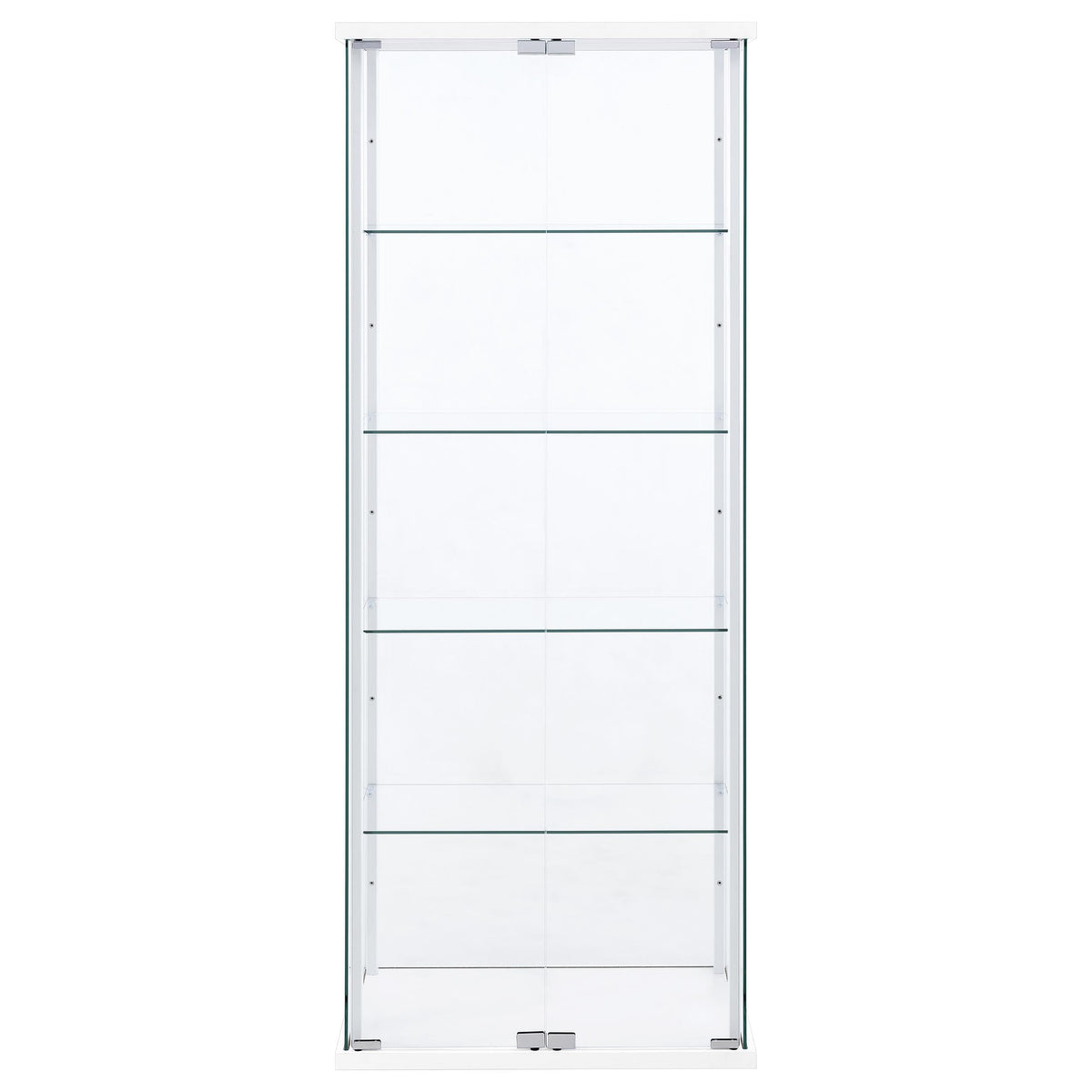 Coaster Home Furnishings - Delphinium - Glass - 4-Shelf Curio Cabinet with Wood Top and Base, Two Doors, and Chrome Hardware - Living Room - 64-Inch - White - 950170WHT