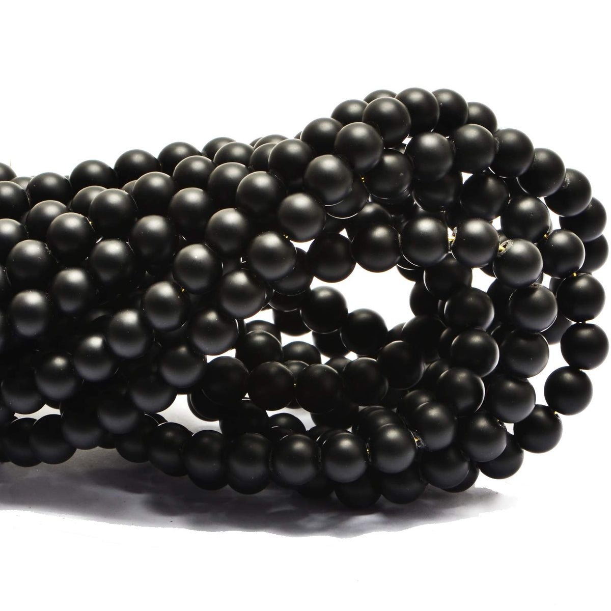 100Pcs Natural Crystal Beads Stone Gemstone Round Loose Energy Healing Beads with Free Crystal Stretch Cord for Jewelry Making (Matte Onyx, 8MM)