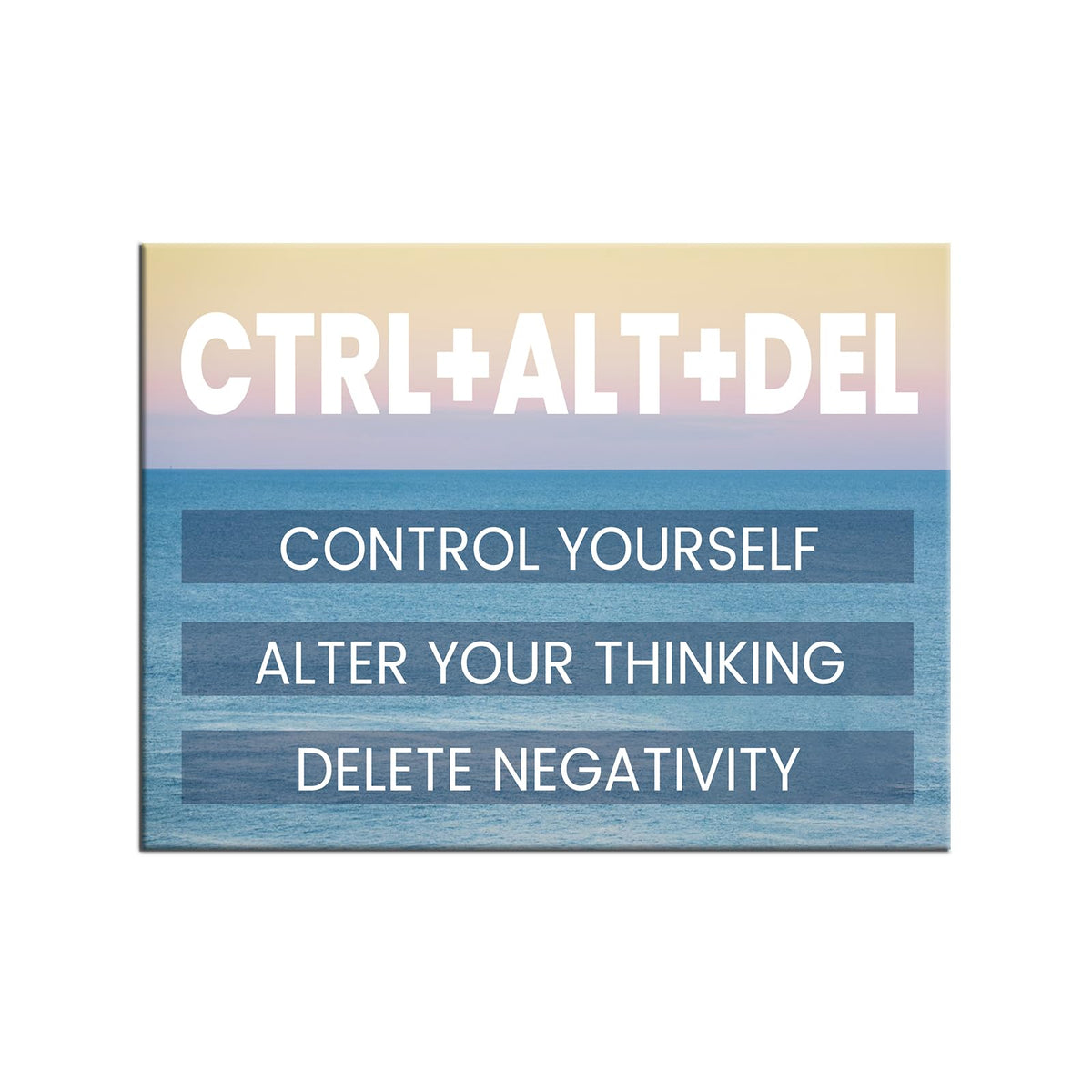 YSPCSUN Inspirational Posters for Office, Ctrl Alt Del Control Yourself Canvas Poster Single Panel Wall Decor for Home Office Dorm Classroom, Framed Canvas Art, 24x18inch
