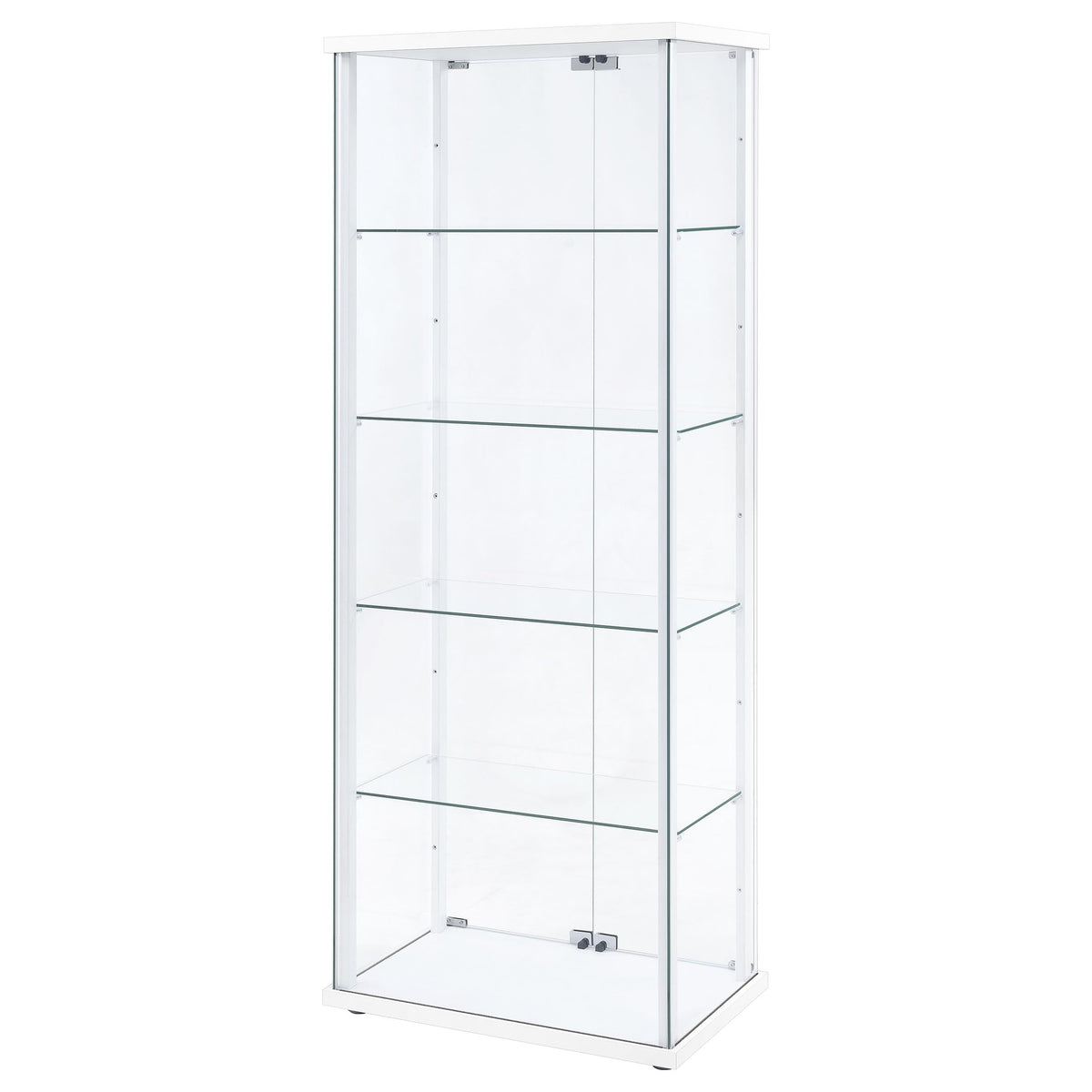 Coaster Home Furnishings - Delphinium - Glass - 4-Shelf Curio Cabinet with Wood Top and Base, Two Doors, and Chrome Hardware - Living Room - 64-Inch - White - 950170WHT