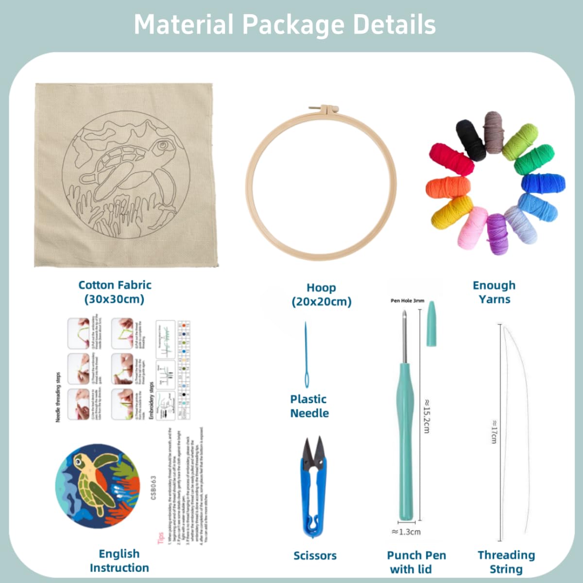 Punch Needle Kits Iris Flowers Embroidery Starter Set with Hoop Easy for Beginners DIY Stress Relief Handmade Craft Hobby and Home Decor 20x20cm