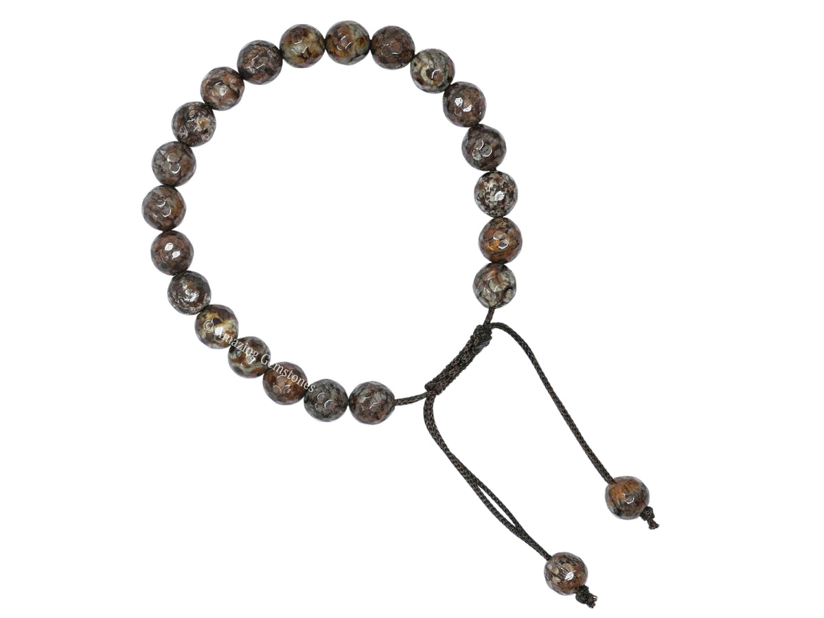 Amazing Gemstone Brown Snowflake Obsidian Bracelet for Women - Chakra Mens Bracelet Protection Crystals and Healing Stones - Blessing Bracelet Spiritual Meditation Gift Christmas