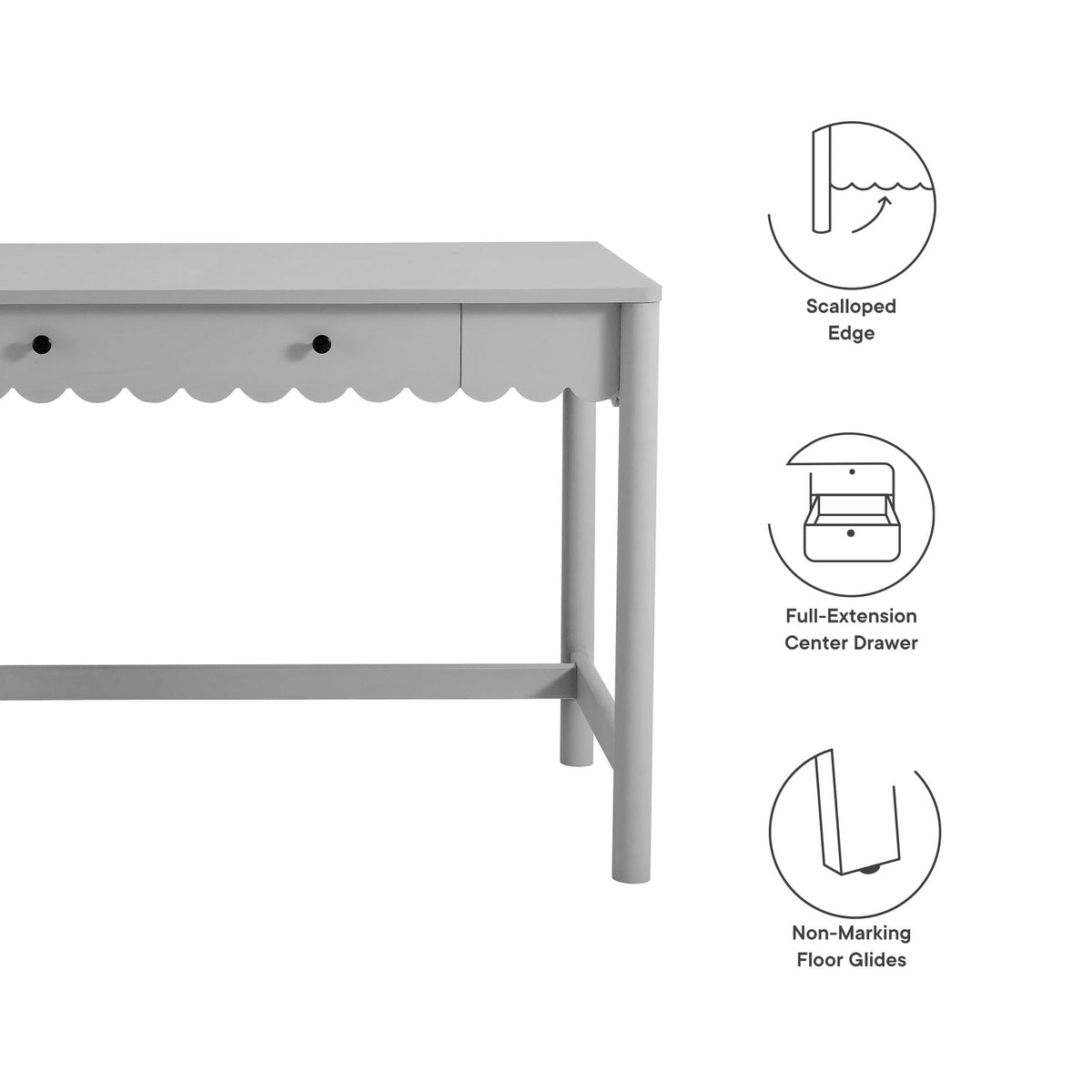 Modway Emmeline Scallop Desk in Light Gray