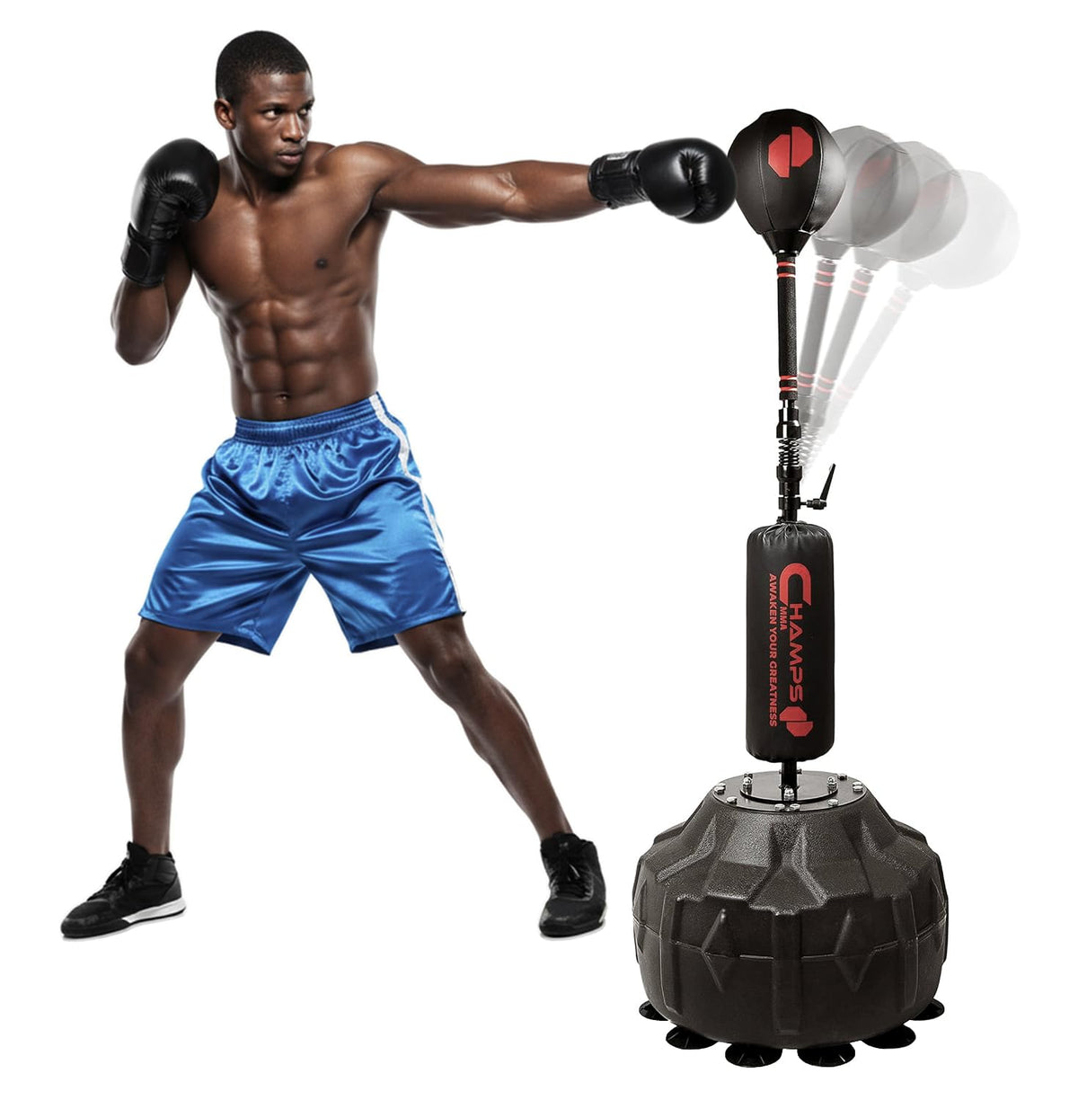Cobra Reflex Bag - Advanced Reflex Punching Bag for Adults - Ultra-Fast Bounceback to Increase Speed, Reflexes, and Stamina - Adjustable-Height Boxing Bag with Stand and Secure Suction Cups